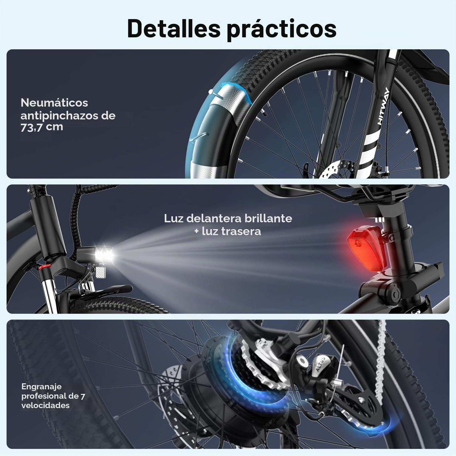 HITWAY Bicicleta electrica,Bicicleta de montaña eléctrica,Bicicleta electrica de 29 Pulgadas,Batería extraíble de 48V 15,6Ah,transmisión - 7 velocidades,Rango de Crucero 80-150km, App, NFC