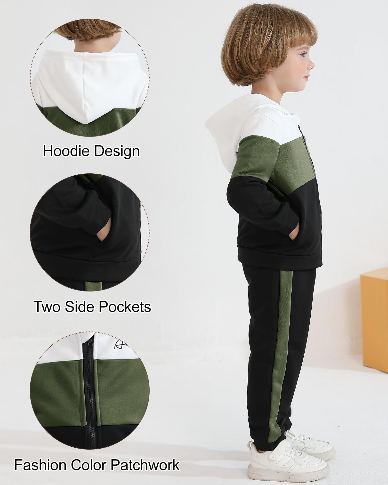 Hotfiary Set di 2 tute per bambini e ragazzi, con giacca a maniche lunghe con cappuccio e pantaloni della tuta, pantaloni da jogging, pantaloni da jogging, pantaloni da jogging, tuta per ragazzi, per
