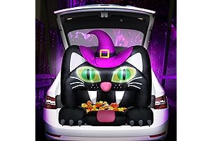 4.3Ft Halloween Inflatable Witch Cat And Pumpkin For Trunk Or Treat To...