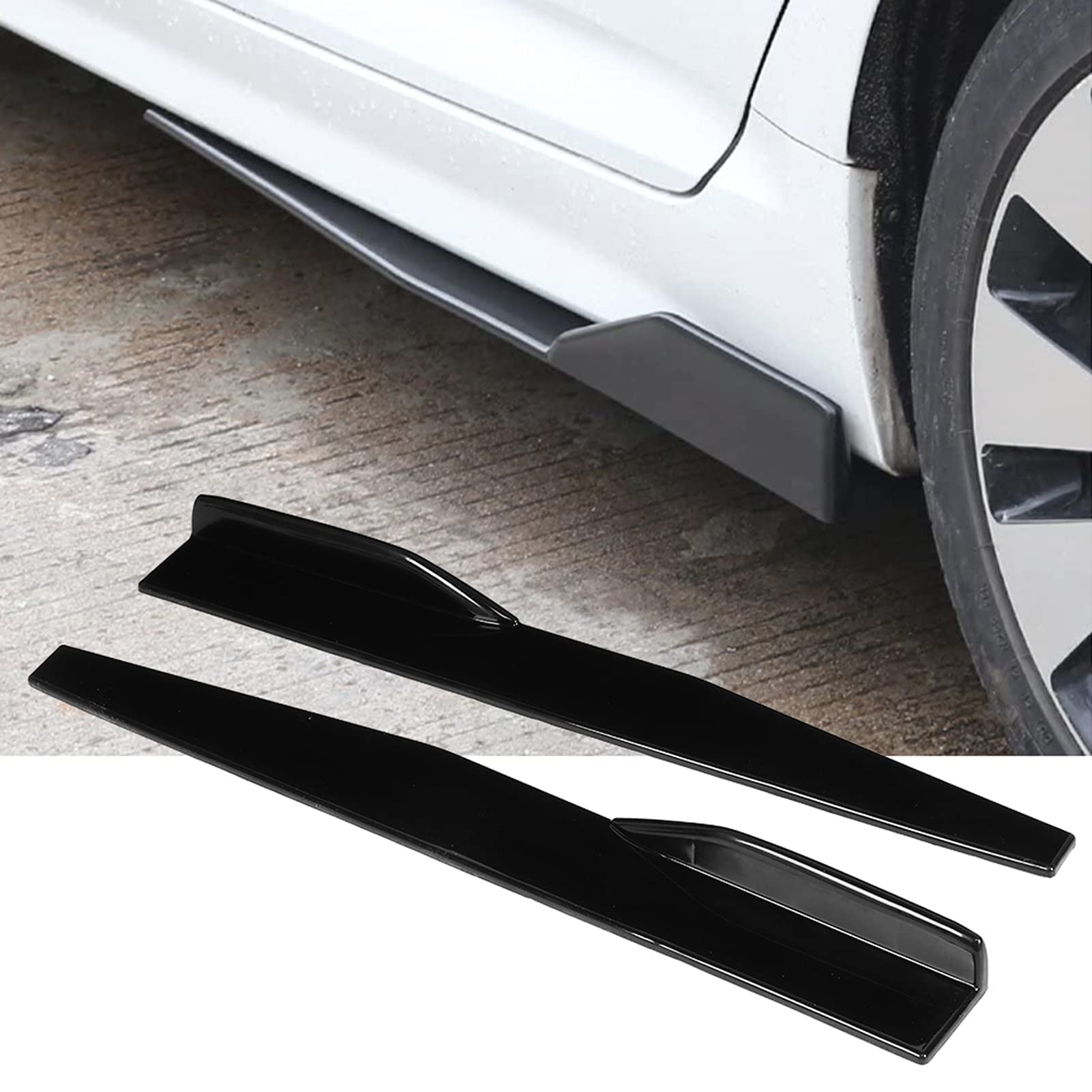Minigonne Laterali, Yctze 29.3 Pollici Minigonne Laterali per Auto Rocker Splitter Protezione Antigraffio Universale Nero Lucido Modificato P per seitenschweller minigonna universale in carbonio minig