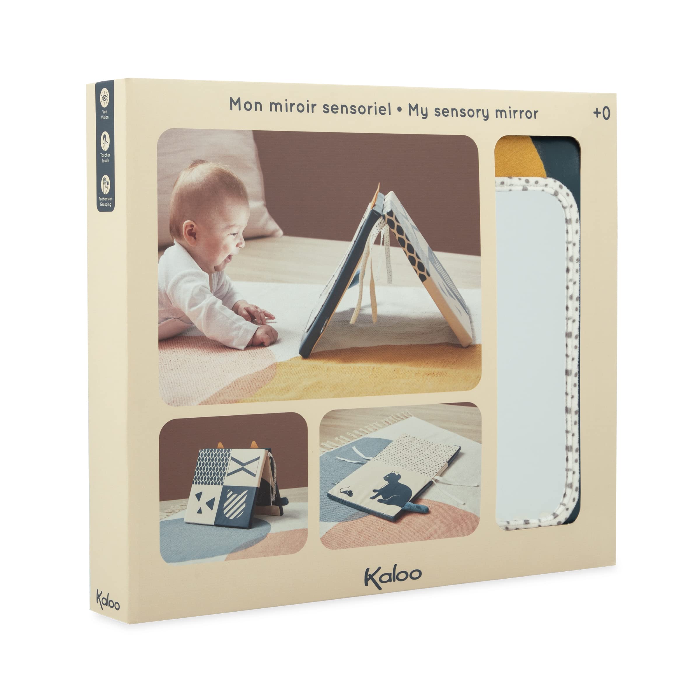 KALOO - Stimuli - Mi Espejo Sensorial Reversible - Juego Sensorial Bebé - 4 Caras Distintas - Vista y Propiocepción - Desde el Nacimiento, K227001