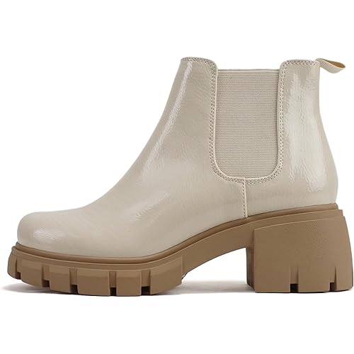 Soda PIONEER ~ Women Lug Sole Mid Heel Chelsea Fashion Ankle Bootie w/Double Elastic Gore