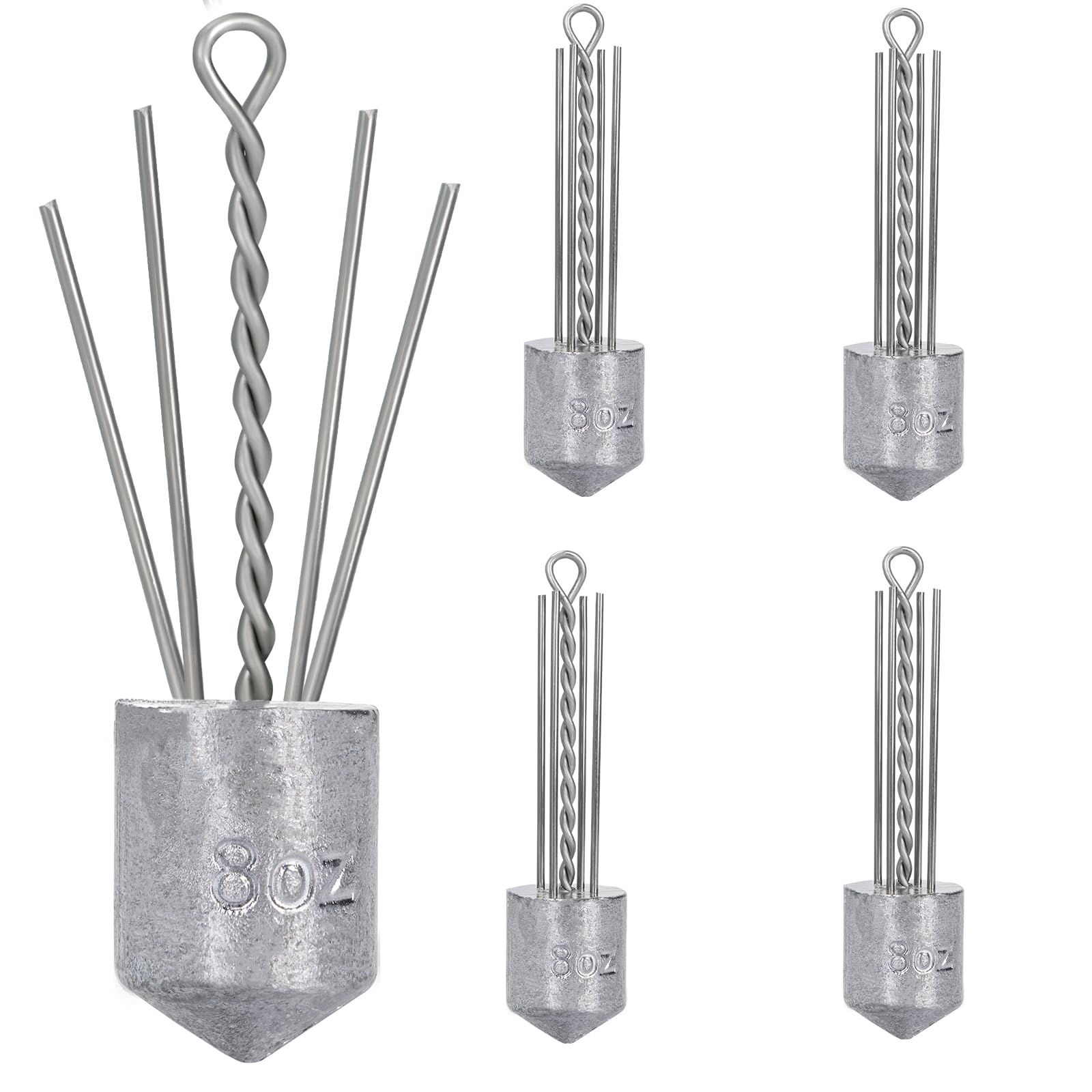 THKFISH 5 Sätze 8 Größe Sputnik Sinker, 28.3 g-226.8 g Angel Gewichte Set | Salzwasser Surf Blei Set, Angelblei Brandungsangeln, Strand Casting Meeresangeln Bodenhalter Angelzubehör für Salzwasser