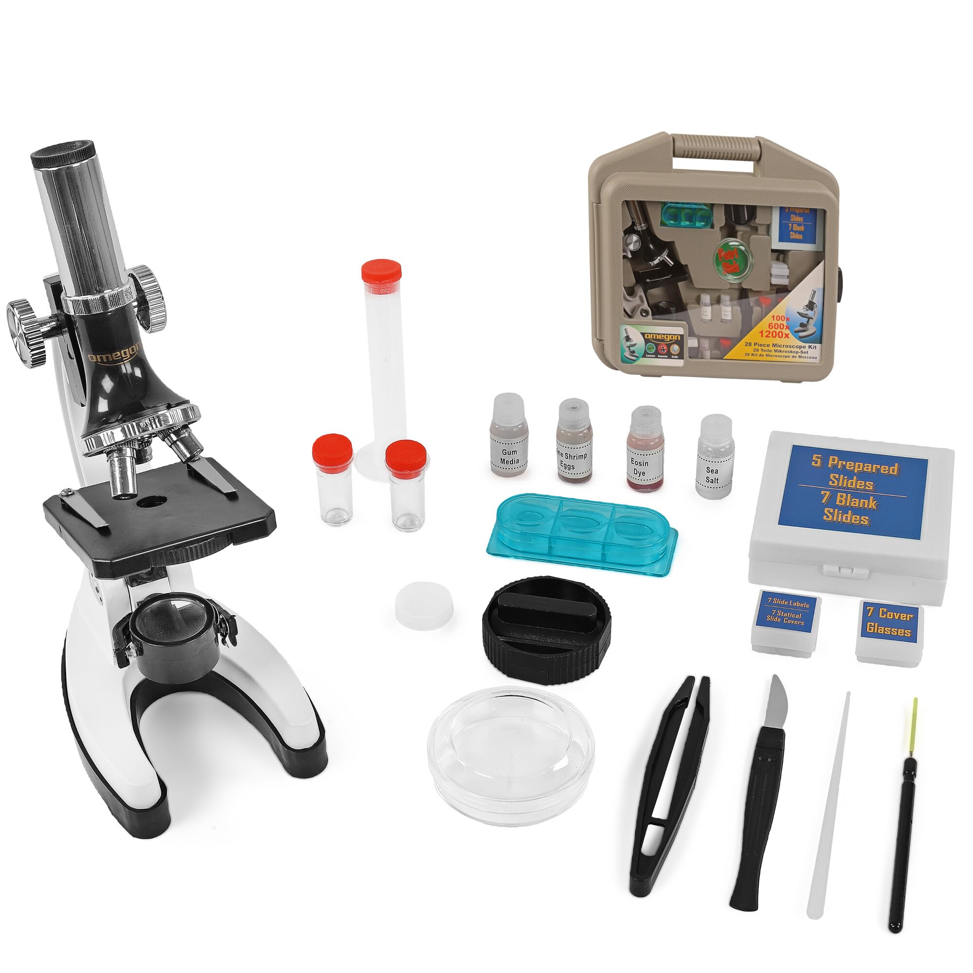 Omegon Microscopio MonoView, Juego de microscopía,1200x