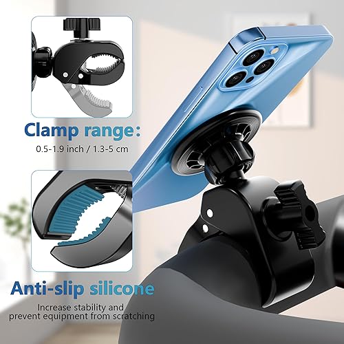 Miniatura 7 de Soporte magnético para teléfono, soporte magnético fuerte para teléfono de bicicleta con dos anillos de metal, para equipo de gimnasio