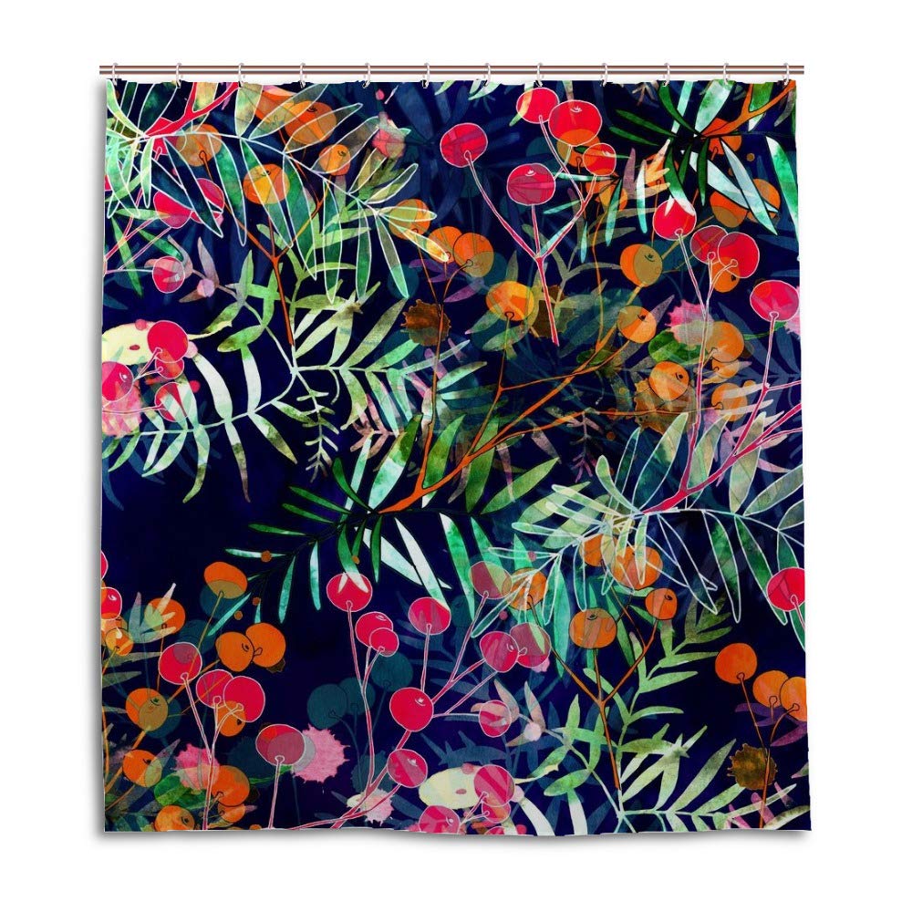 Rideau de douche imperméable anti-moisissure 60x72 inch imprimé floral pour baignoire propre