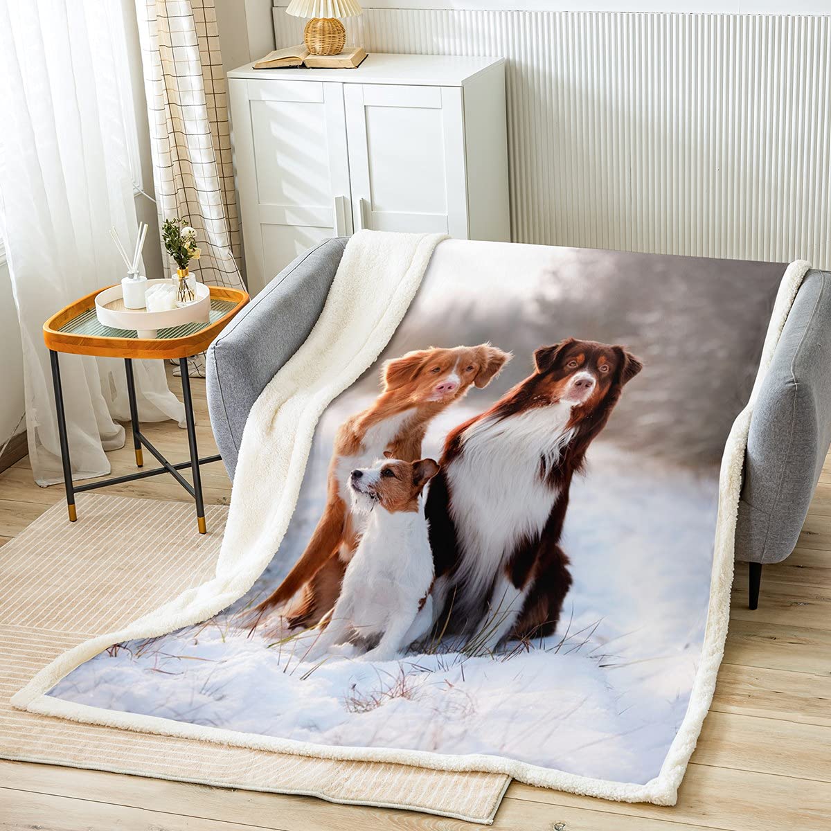 Manta Sherpa para perro, manta de felpa para perro, manta de forro polar 3D, para cama, sofá, niños, mascotas, perro, manta mullida, ultra suave, animales kawaii, rey de 87 x 94 pulgadas