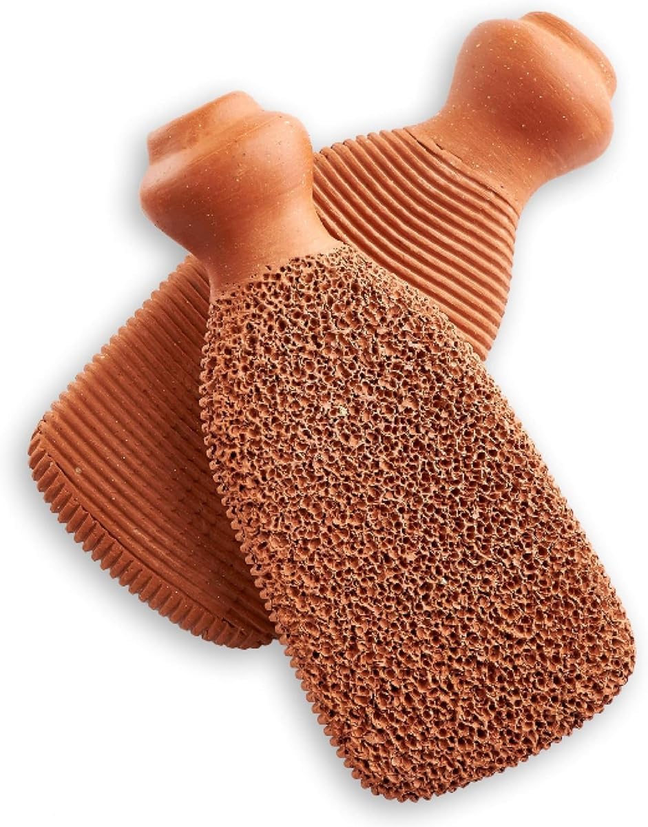 Natural Pumice Stone for Feet, 2-Sided Terra-Cotta Foot Scrubber & Callus Remover, Handcrafted Pumice Stone for Dead Skin Exfoliation, Home Spa Pedicure Tool