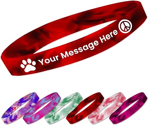 Miniatura 8 de USMG Pulseras de silicona de color con estampado de remolinos personalizados de un solo color, pulseras de goma, añade tu texto, diseña el tuyo