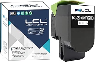 LCL Compatible Toner Cartridge cartridges 4000 pages High Yield 70C0H10 700H1 70C2HK0 702HK 70C2HKE 702HKE 70C20K0 702K 70C20KE 702KE CS310 CS310n CS310dn CS410 (1 K) Replacement for LEXMARK