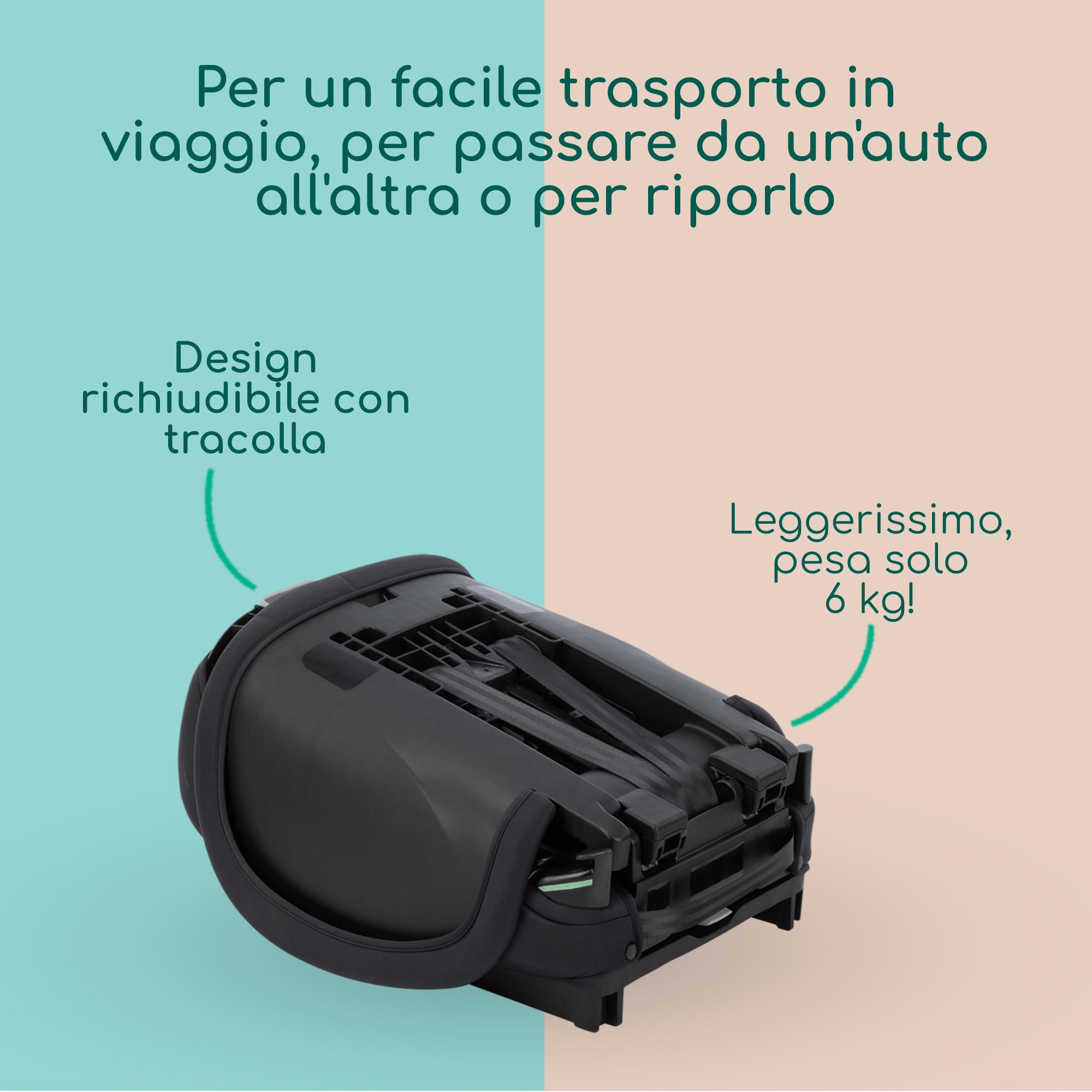 Bebeconfort Ever & Go i-Size, Seggiolino Auto 9-36 kg Evolutivo, 15 Mesi - 12 Anni, 76-150 cm, Seggiolino Auto Pieghevole ISOFIX, Leggero e Compatto (6kg), 15 Posizioni Poggiatesta, Full Black