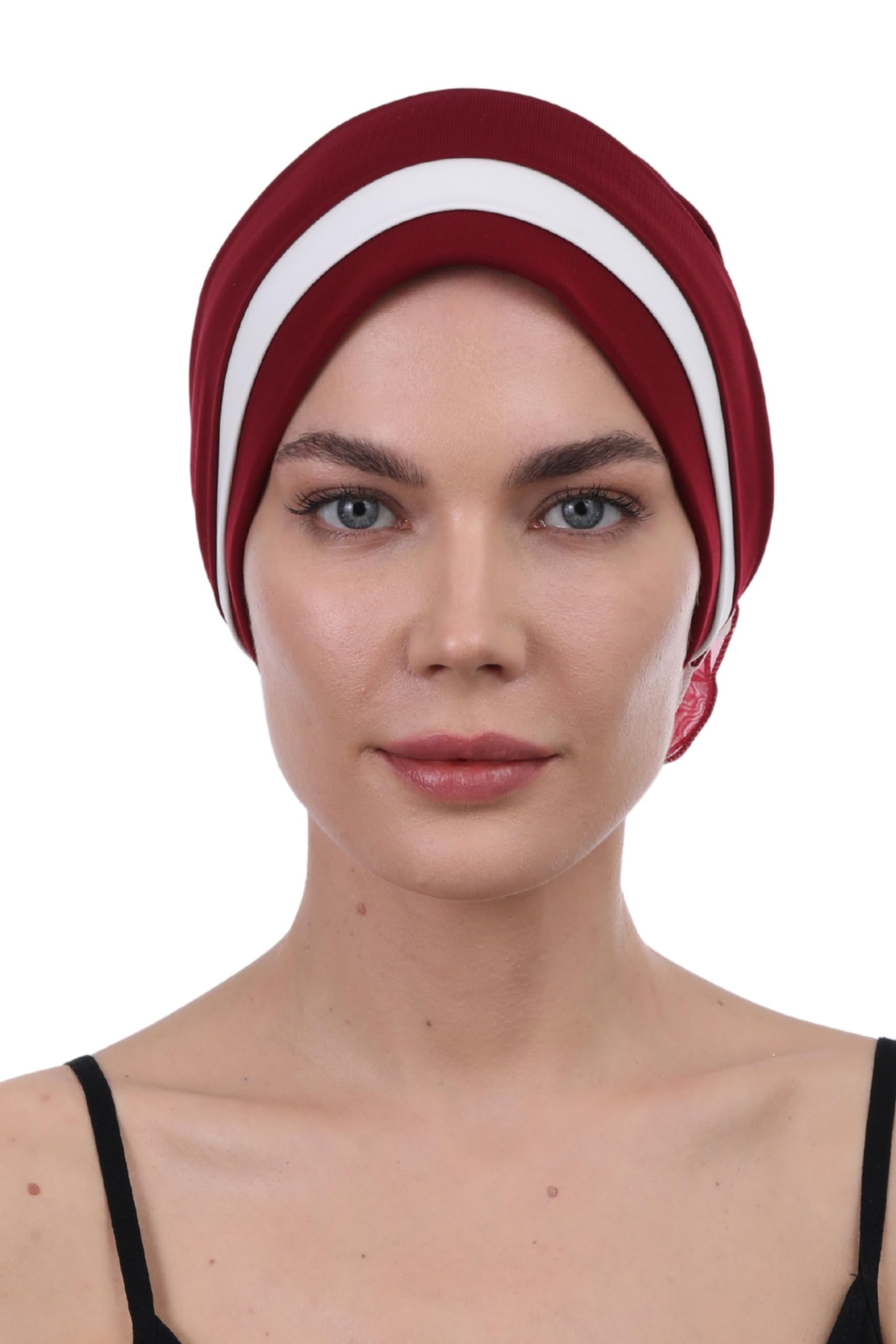 Deresina Headwear Women's Burgundy/Cream Deresina's Padded Folded Hat With Flower For Hair Loss ()