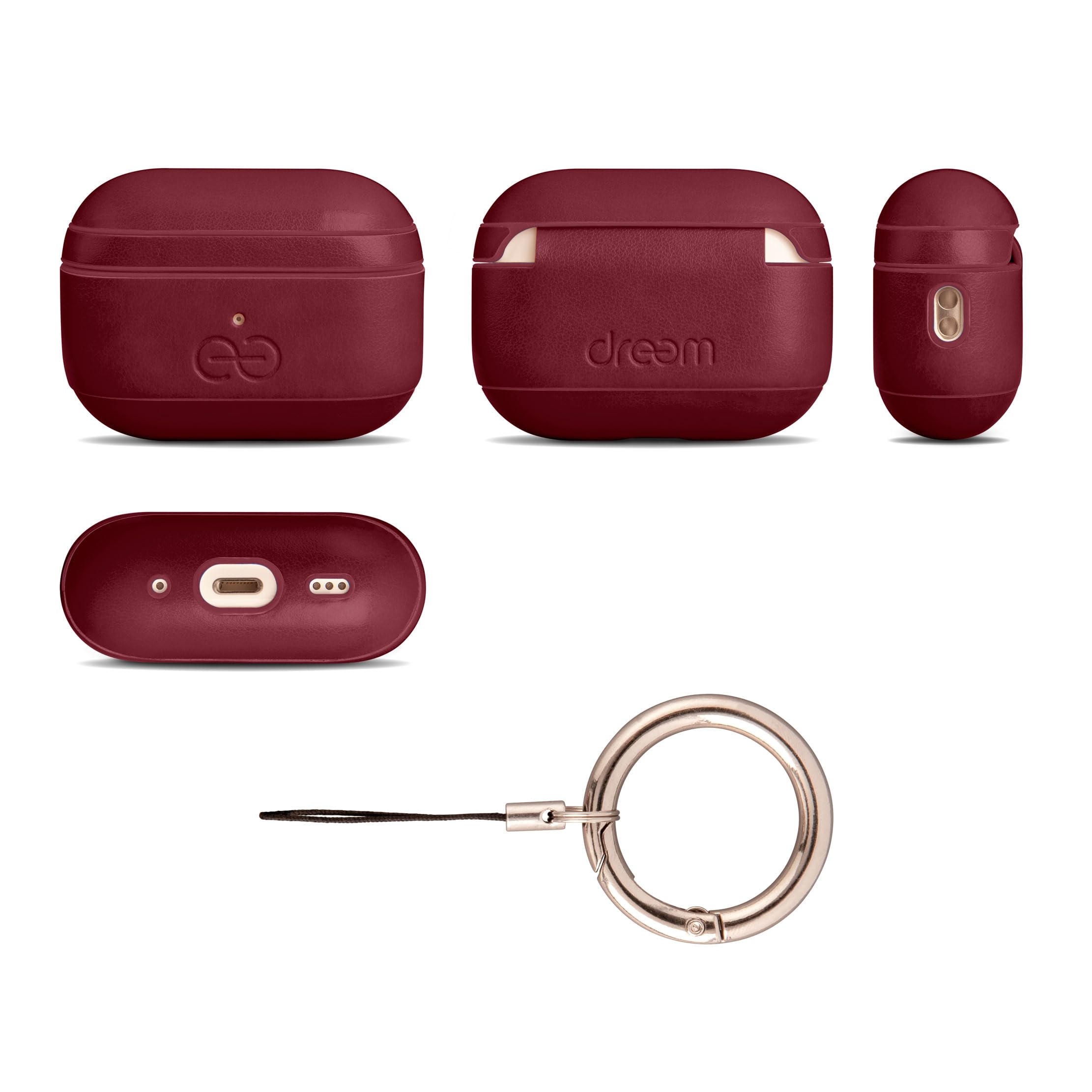 Dreem Om AirPods Pro 2/Pro Housse en Cuir Vegan - Compatible avec Étui pour AirPods Pro Les écouteurs sans Fil Bluetooth Apple pour iPhone - Bourgogne - 2