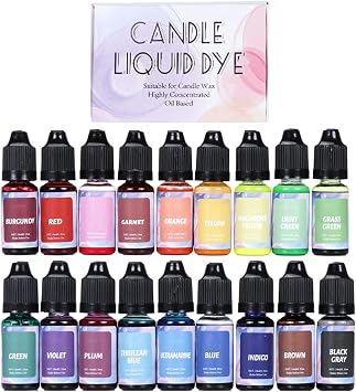 Liquid Candle Dye, 24 Colors Candle Wax Pigments, Oil-Based Concentrated Candle Making Dye Colors, Natural Candle Coloring Dye for Soy Wax Dyes, Gel Wax, Candle Making Supplies