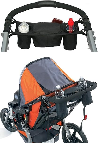 Amazon ボトルホルダー トレー ベビーカー用 多機能 小物入れ ポケット ドリンクホルダー ボトル ジャグ 弁当箱 水筒 お菓子 携帯などの小物を収納 ポーチ バッグ ぶら下げ バギー 整理 簡単取付 お出かけベビーカー用ポーチ ブラック ベビーカー用バッグ ベビー