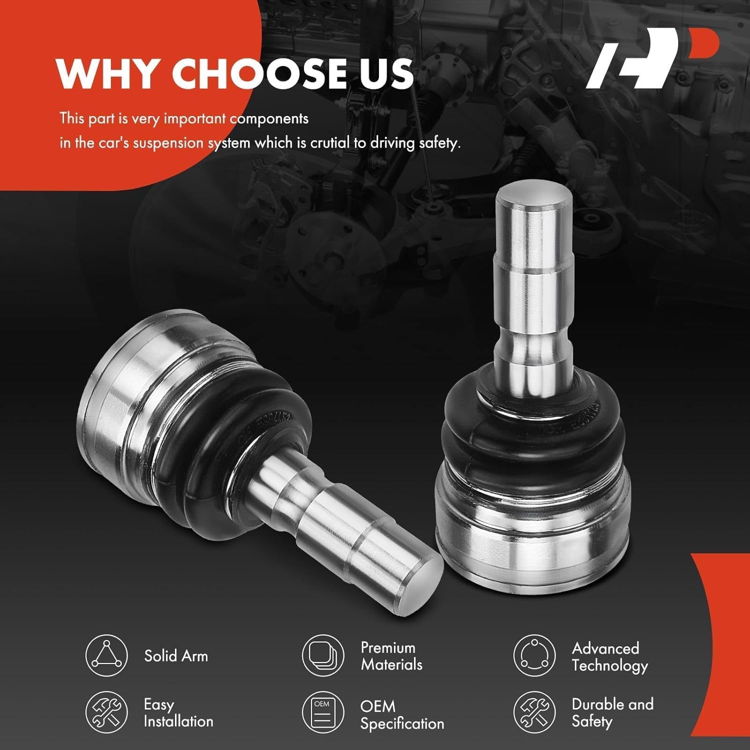 A-Premium 2 x Front Lower Ball Joint, Compatible with Ford Mustang 2005 2006 2007 2008 2009 2010