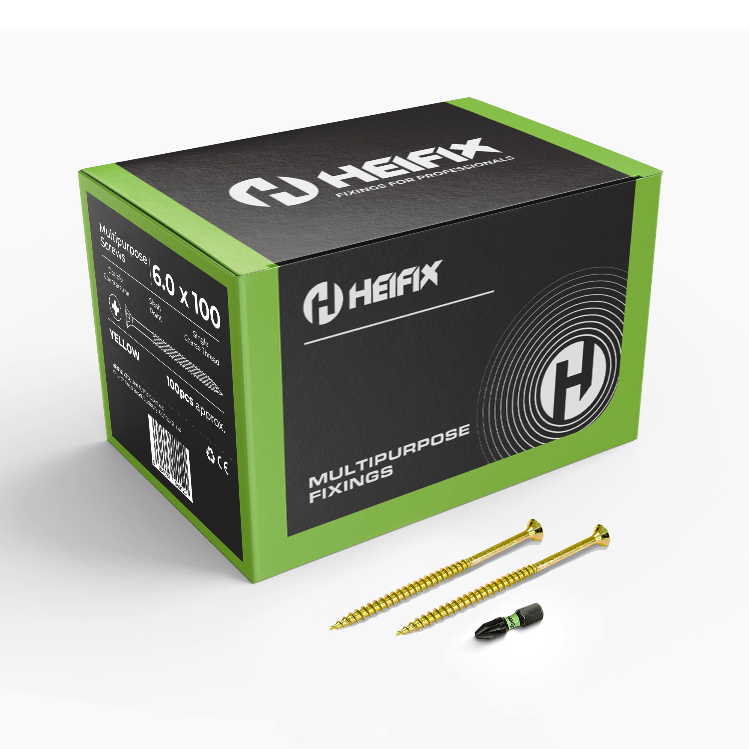 Heifix Multi-Purpose Pozi Wood Screws - 6 x 100mm, 200 QTY, FREE Screw Bit โ image 1