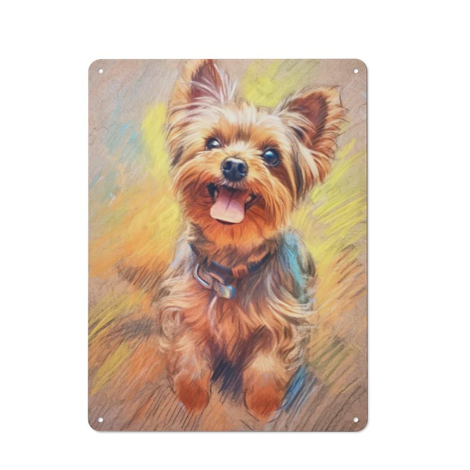 Junmoney Yorkshire Terrier Sketch Metal Plaque 40X30cm With For Hallway Wall, Rustic Decor, For Garage, Workshop And Man Cave Decoration