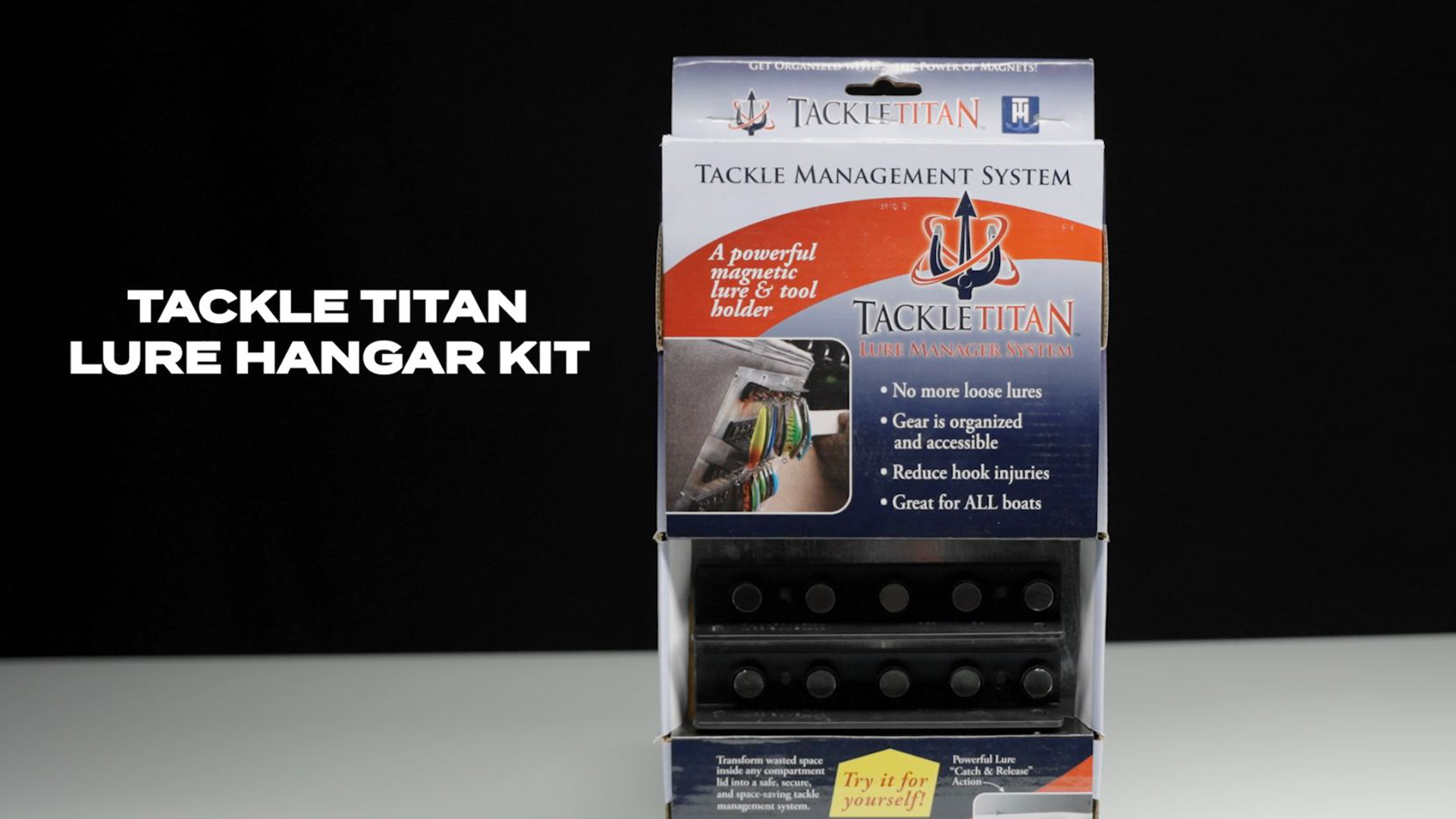 Amazon.com : T-H Marine Tackle Titan Lure Hangar Storage System - Boat  Mounted Magnetic Fishing Lure Holder and Organizer - Can Be Configured to  Fit Any Boat or Dock - Black : Sports & Outdoors