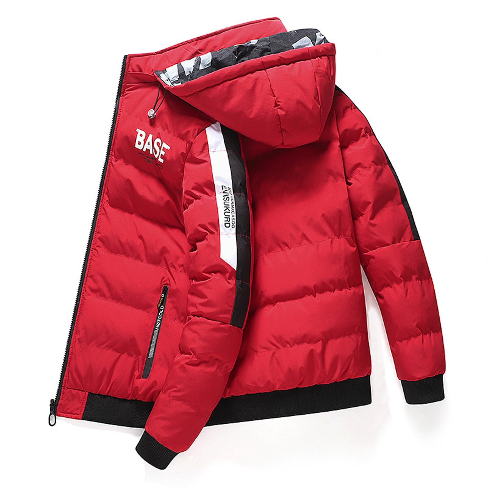 Generisch Outdoor Winter Wendbarer Herrenmantel Verdickte Jacke Abnehmbare Freizeitmantel (Red, XXXXL)