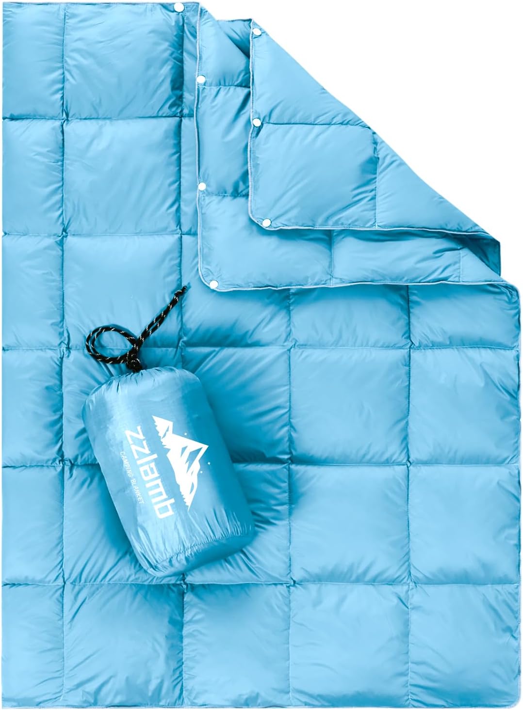 zzlamb Puffy Down Camping Blanket Water-Repellent, Down Throw Travel Blanket Portable for Outdoor, Light Warm Quilt for Couch Plane Car Theater Stadium Picnic RV Backpacking Hammock