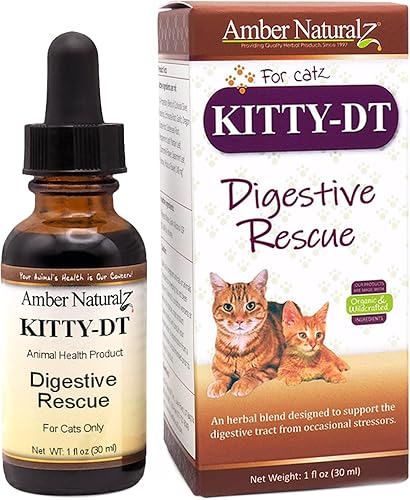 Amber NaturalZ Kitty-DT - Suplemento de hierbas de rescate digestivo para gatos | Apoya la función digestiva normal y trastornos gástricos