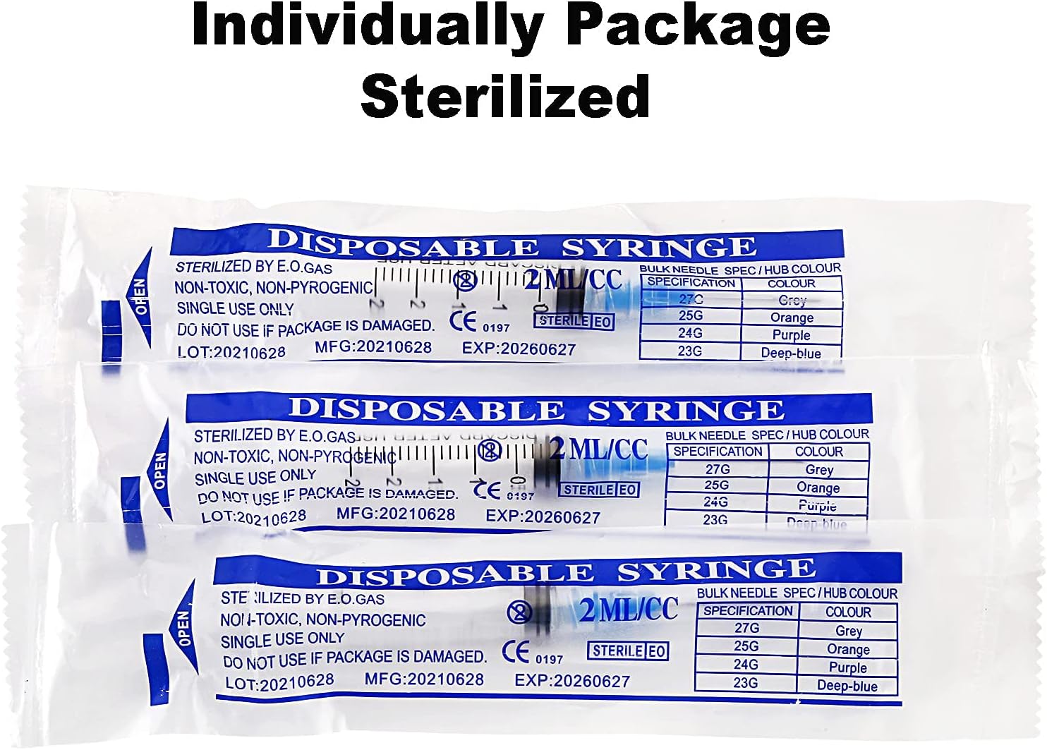 50Pack 2.5ml/cc with 23Ga 1” Safety Individually Wrapped : Industrial & Scientific