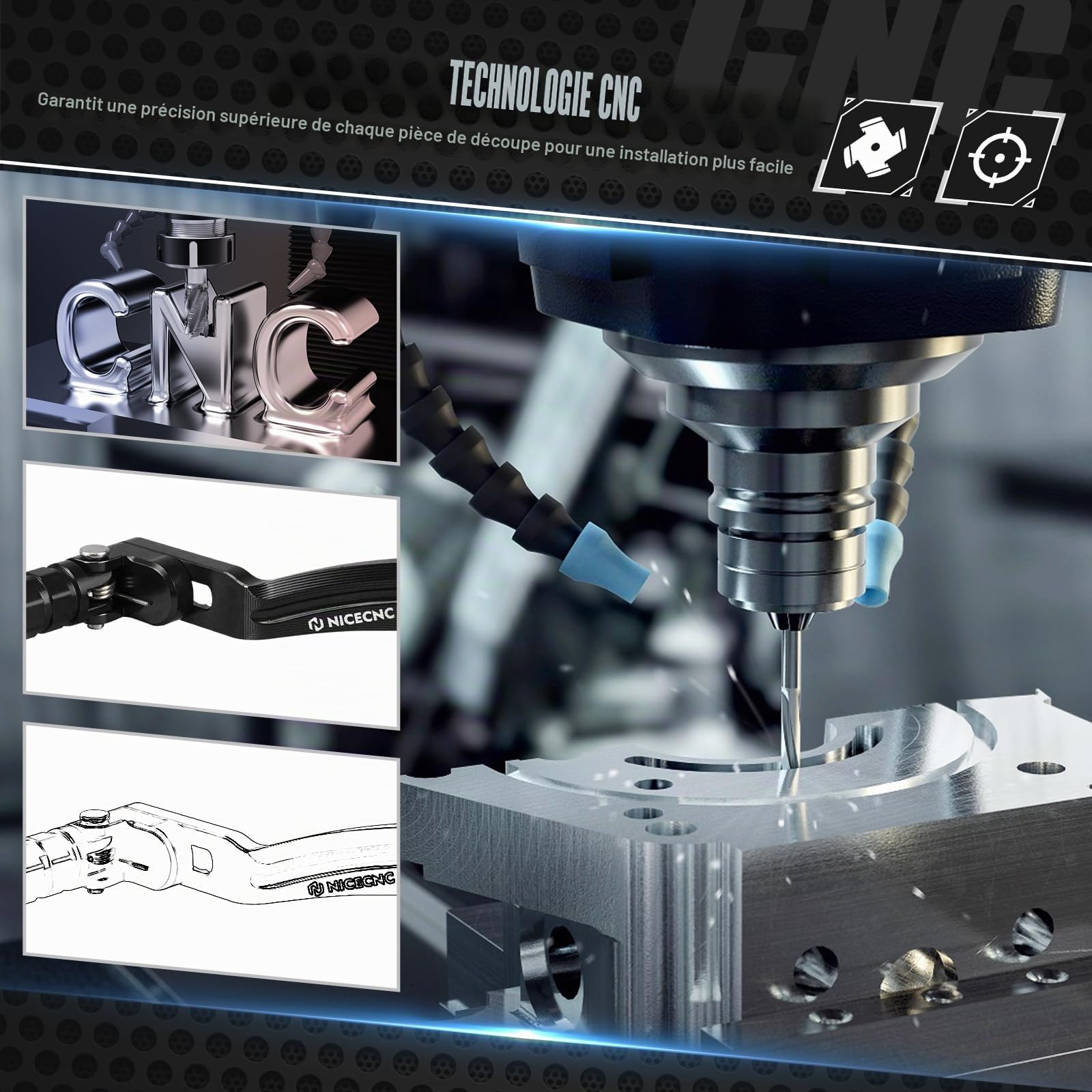 NICECNC Levier de Commande de Transmission en Aluminium Compatible avec Tenere 700/XTZ 700 2019-2024, Tenere 700 Rally Edition 2020-2024, usiné CNC, Noir