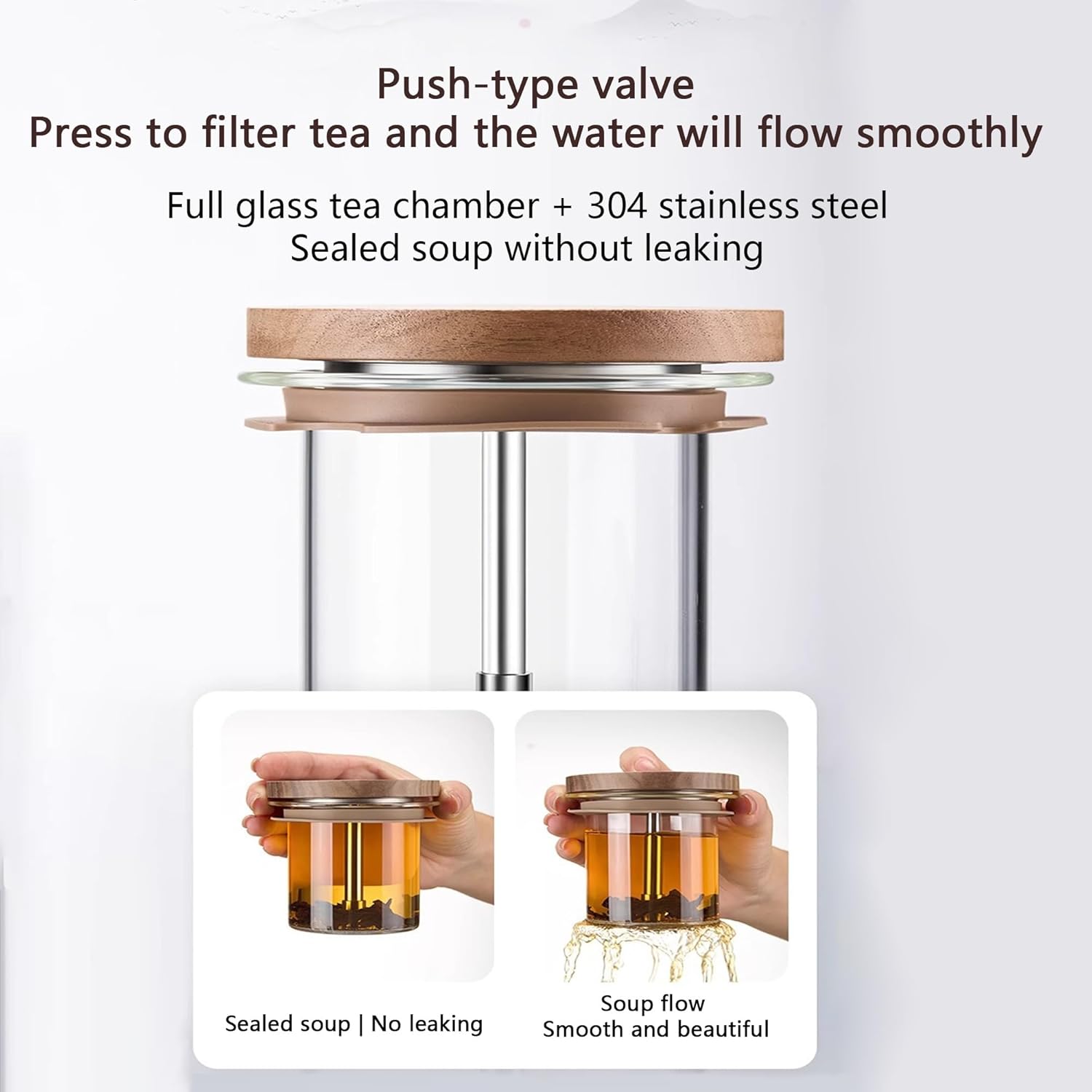 Glass Teapot with Infuser, Glass Teapot with Strainer， Witchcraft Teapot, Magical Teapot,2025 Upgrade Press Control Enchanted Teapot,Magic Glass Teapot with Strainer for Flower Tea(Clear,750ML)