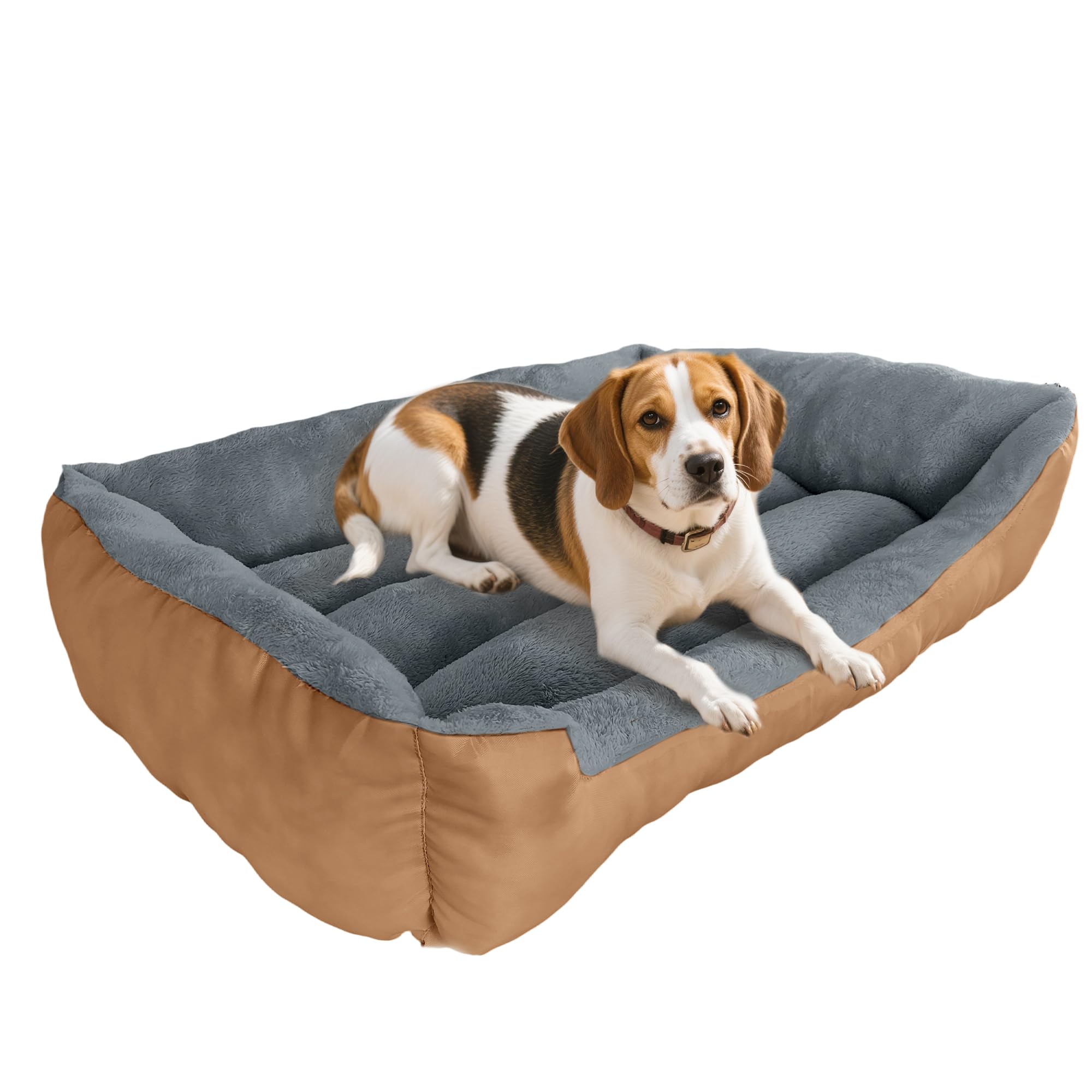 Grennswick Calming Dog Bed, Cat Bed Soft Anti-Anxiety Pet Bed with Non-Slip Bottom, Machine Washable for Labrador, German Shepherd, Golden Retriever, Teddy, and More (Brown, L) — image 1