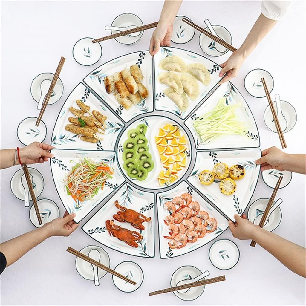 Ceramic Tableware Set Platter Combination Tableware Dinner Plate Saucer Soup Pot (D As Shown)