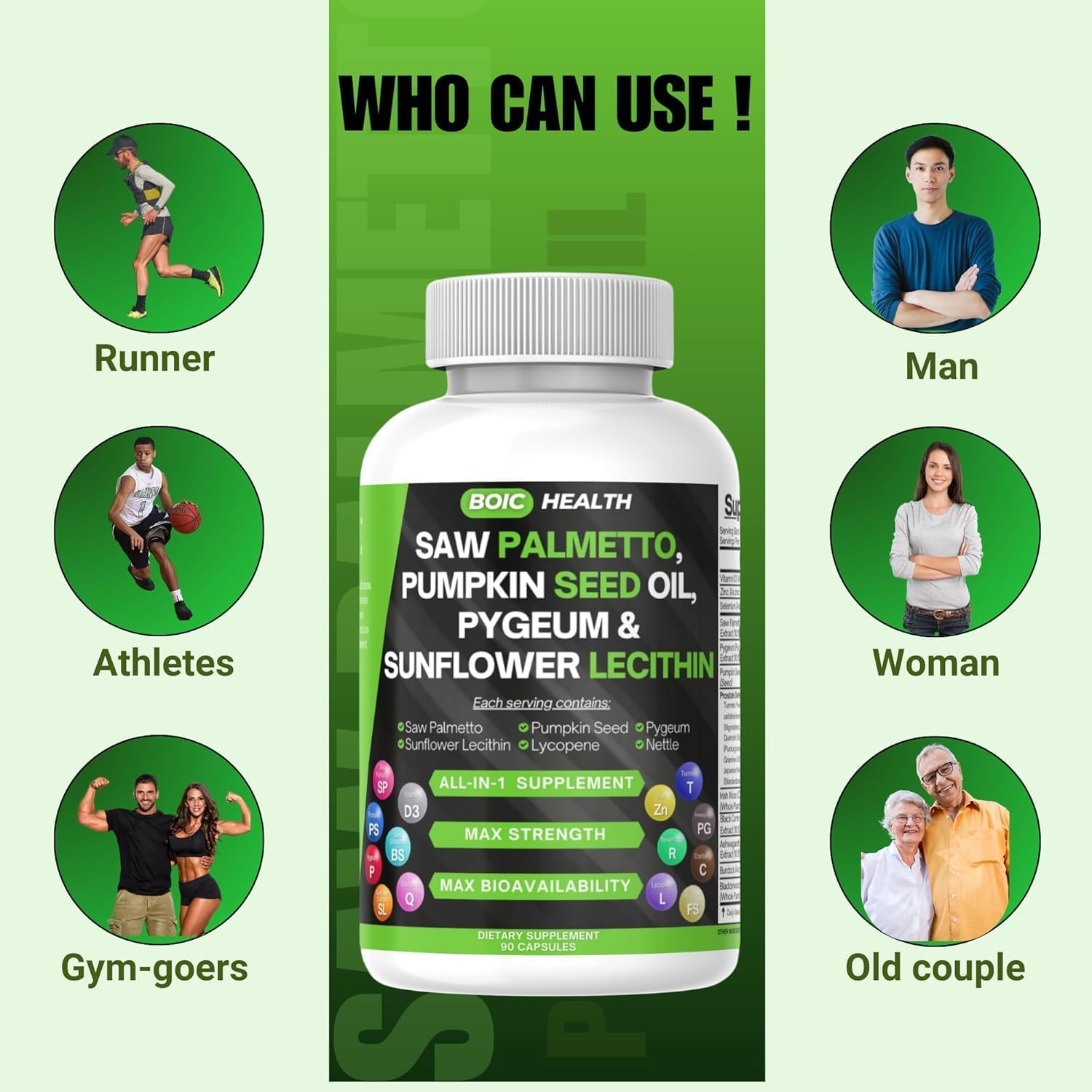 Saw Palmetto Prostate Support | Extra Strength with Pygeum, Pumpkin Seed Oil, Stinging Nettle, Sunflower Lecithin & Cranberry – Selenium, Zinc & Lycopene – 90 Capsules