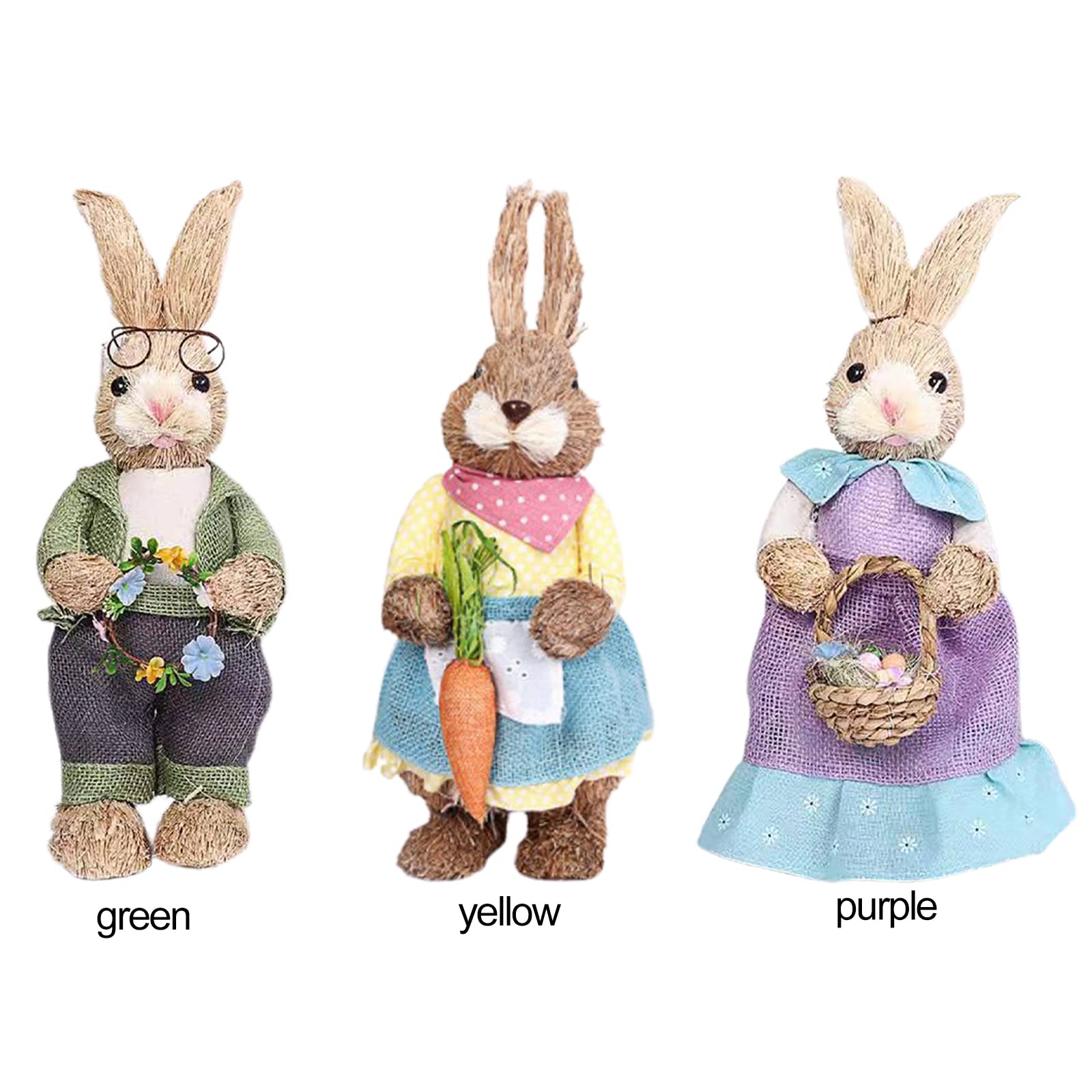 Wnvivi Coniglio di Paglia Artificiale,Statuetta del Coniglietto di Pasqua,Statua di Coniglio Realistica Carina per Decorazioni d'Arte del Cortile di Pasqua(Viola)