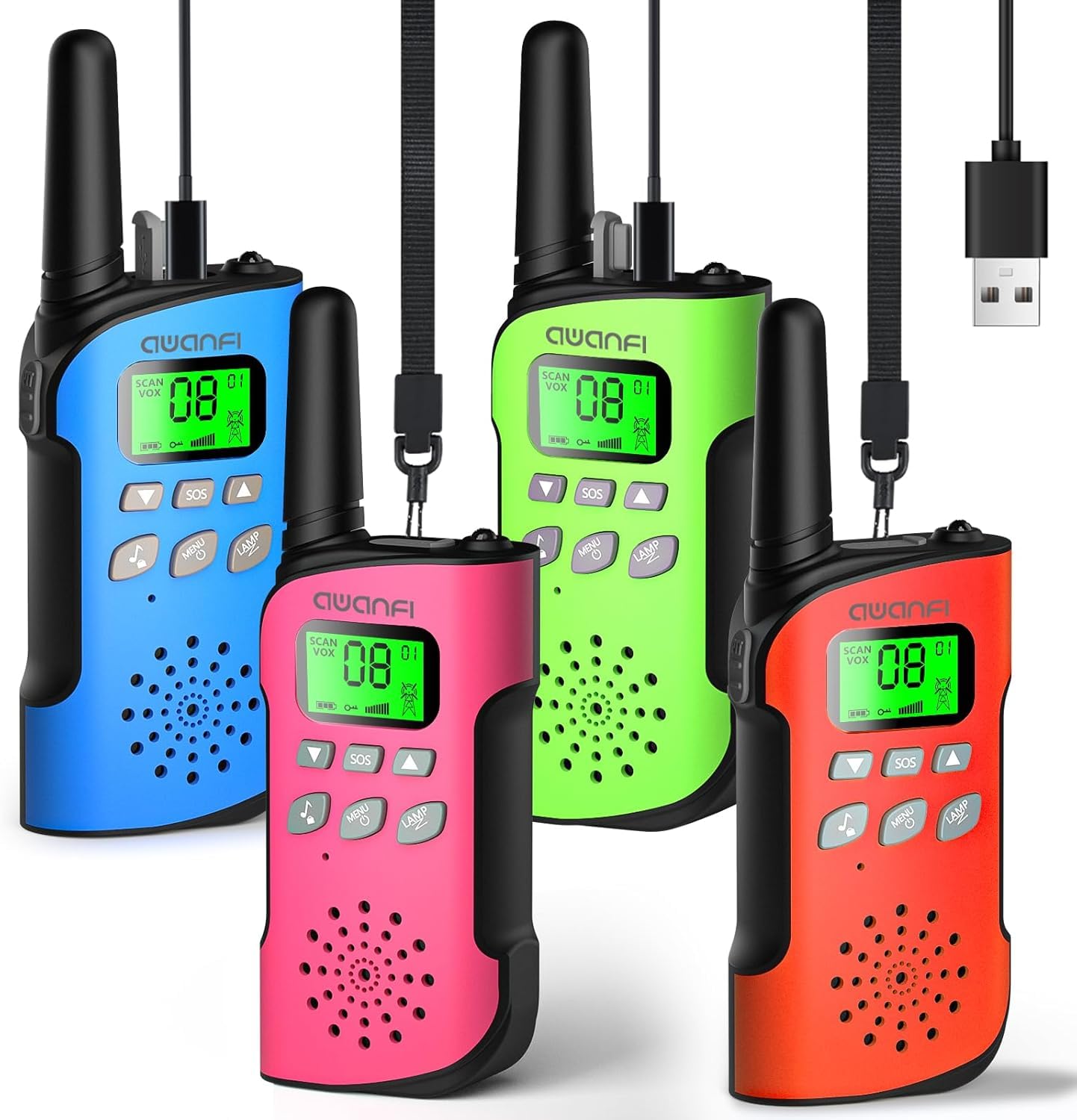 Walkie Talkies for Kids Rechargeable 4 pack, Long Range 2 Way Radio with Flashlight & VOX, USB-C Charging, Outdoor Toys for Camping, Birthday Xmas for Boys Girls Age 3-12 â image 1