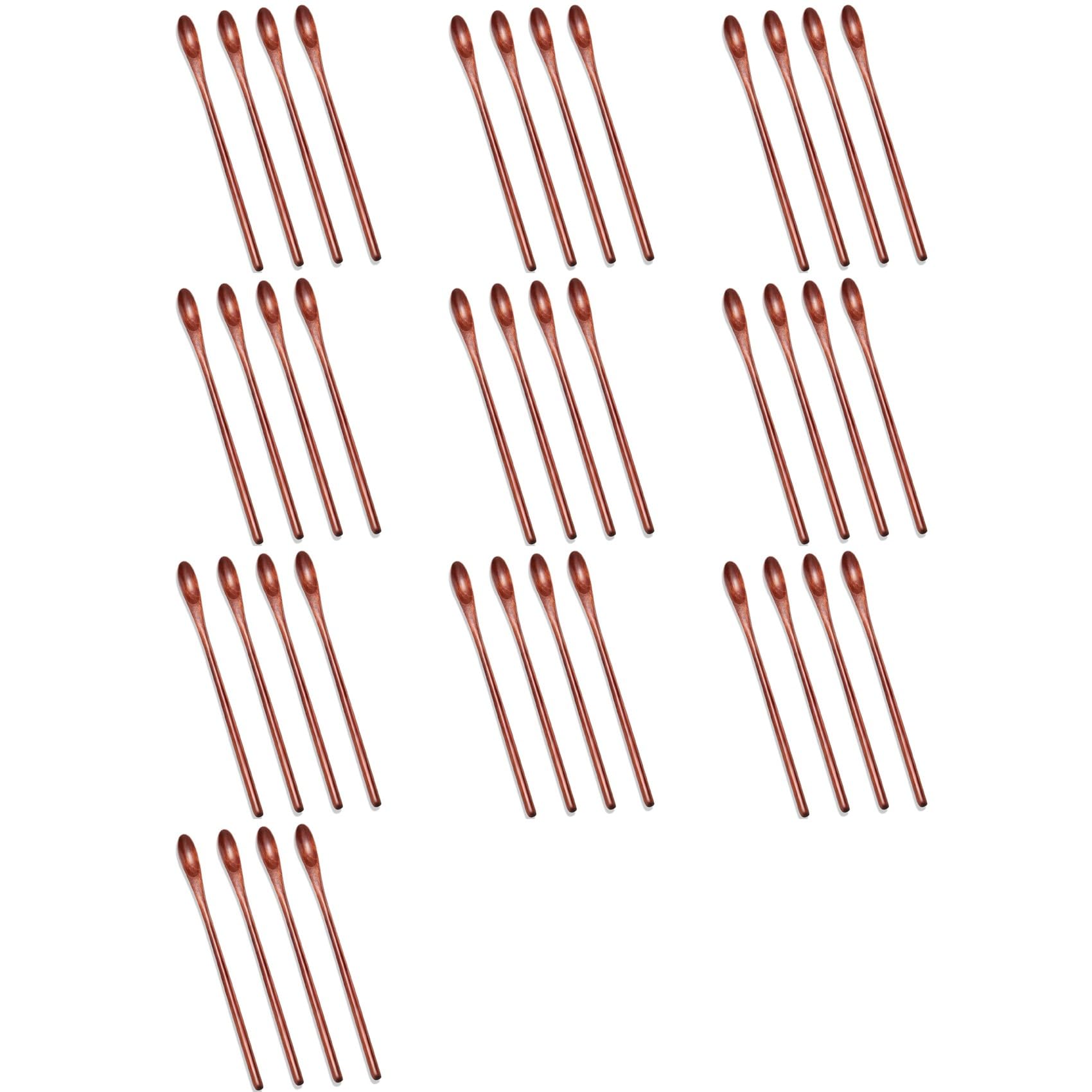 Vjsujehgy Wood Iced Tea Spoons Small Stirring Spoon Long Handle Cocktail Spoons Wood Wooden Coffee Mixing Spoons 40 Pieces