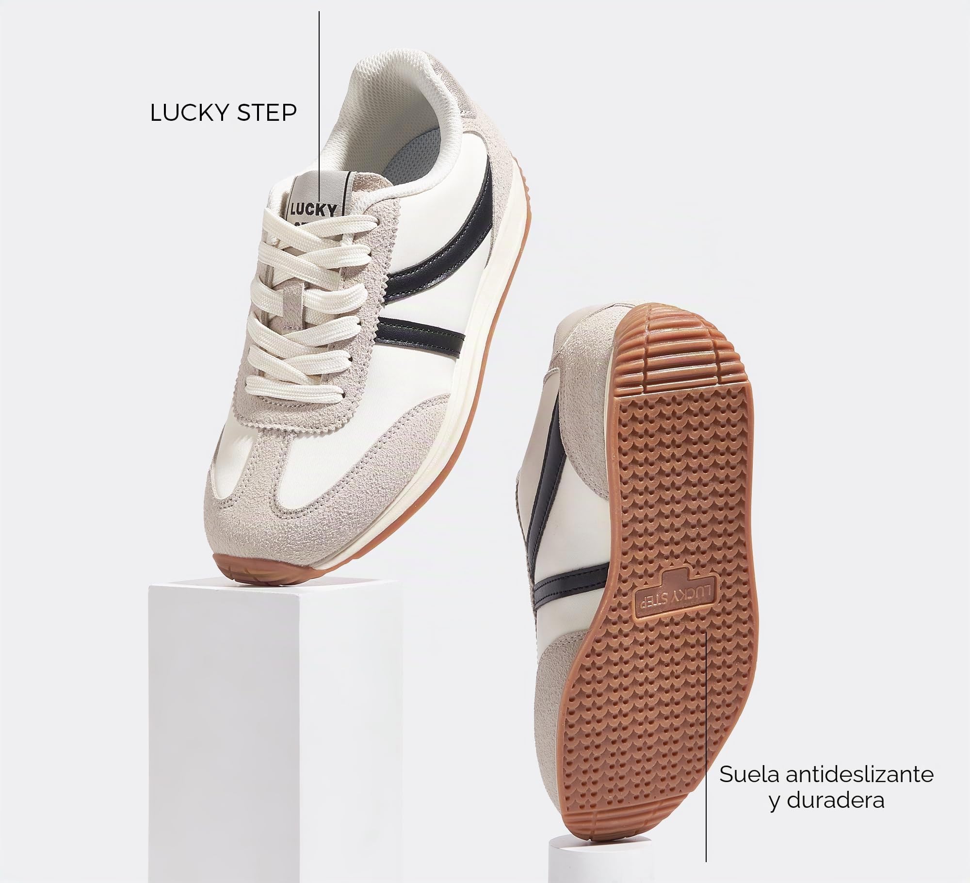 LUCKY STEP Zapatillas Deportivas Retro para Mujer - Suela Antideslizante y Interior Transpirable, Zapatos Ligeros de Ocio para el Día a Día y Paseos Urbanos