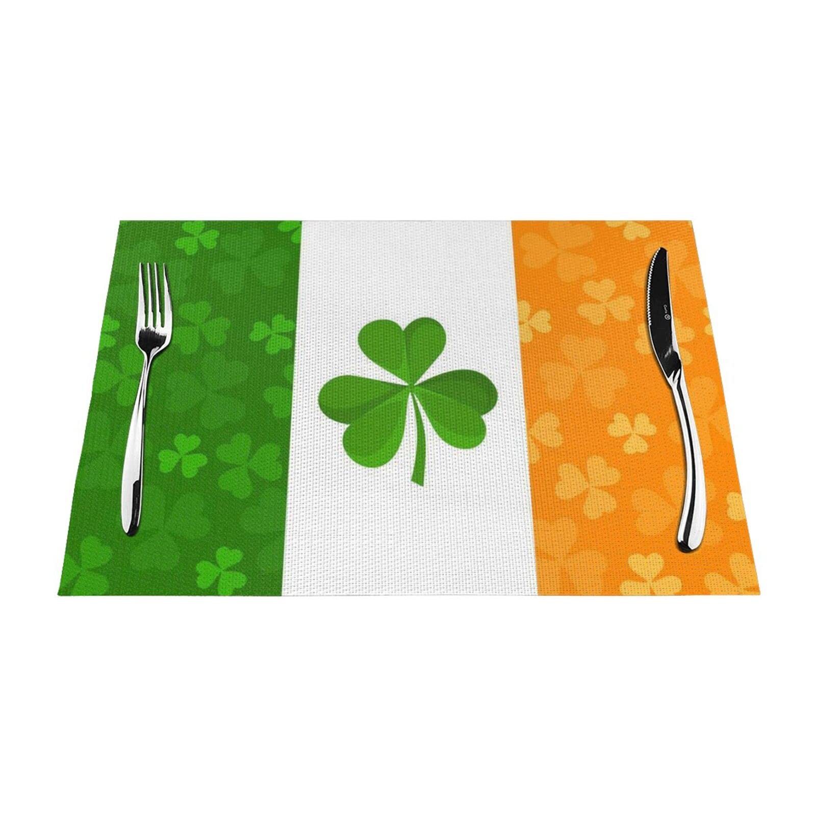 Irish Flag Pvc Placemats Set Of 6 Home Dining Gifts Non-Slip Table Mats Heat Resistant Table Placemats 45x30 Cm