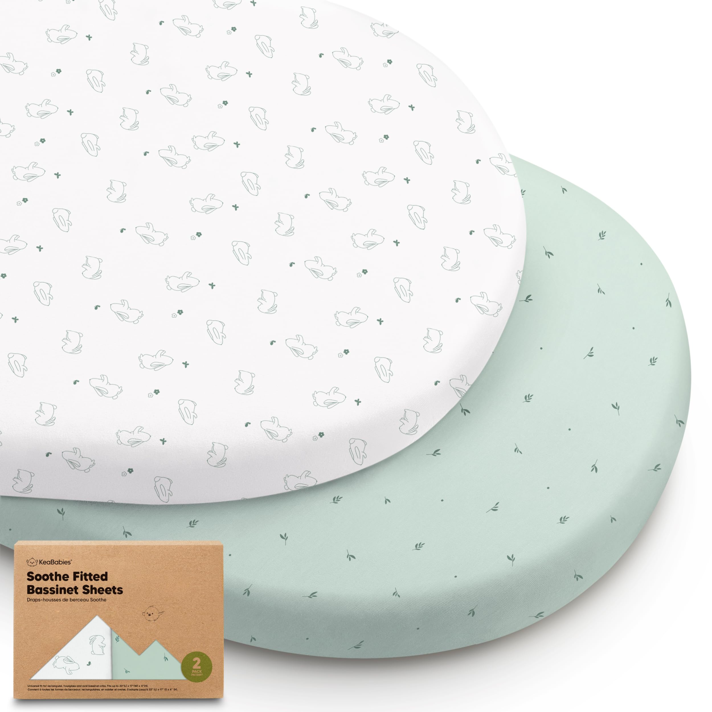 2-Pack Organic Bassinet Sheets for Girls, Boys - 100% Cotton Bassinet Mattress Sheets Compatible with Halo Bassinest Swivel Sleeper, Graco, Baby