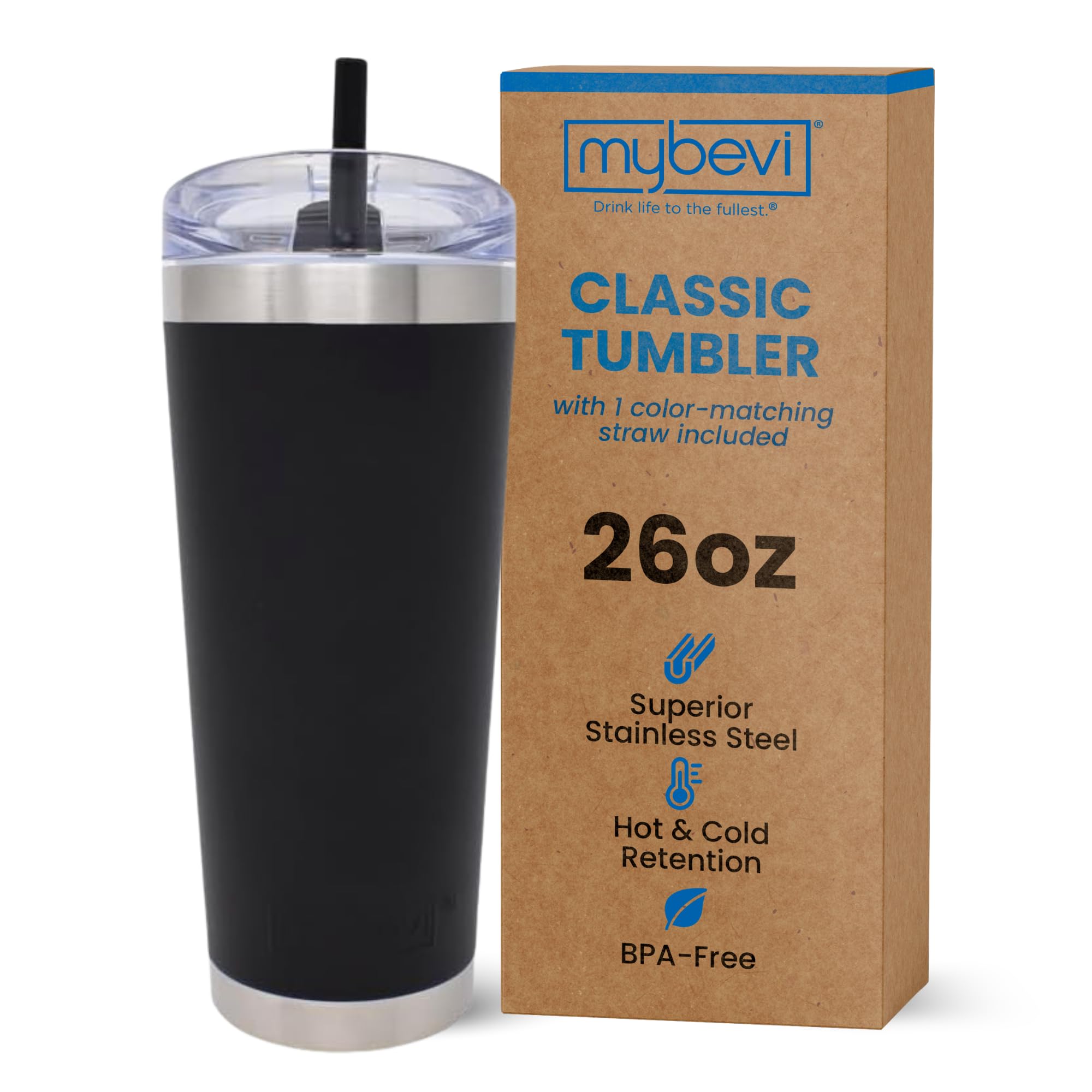 MyBevi Classic Premium Stainless Steel Tumbler with 12-Hour Temperature Control, Tritan L…