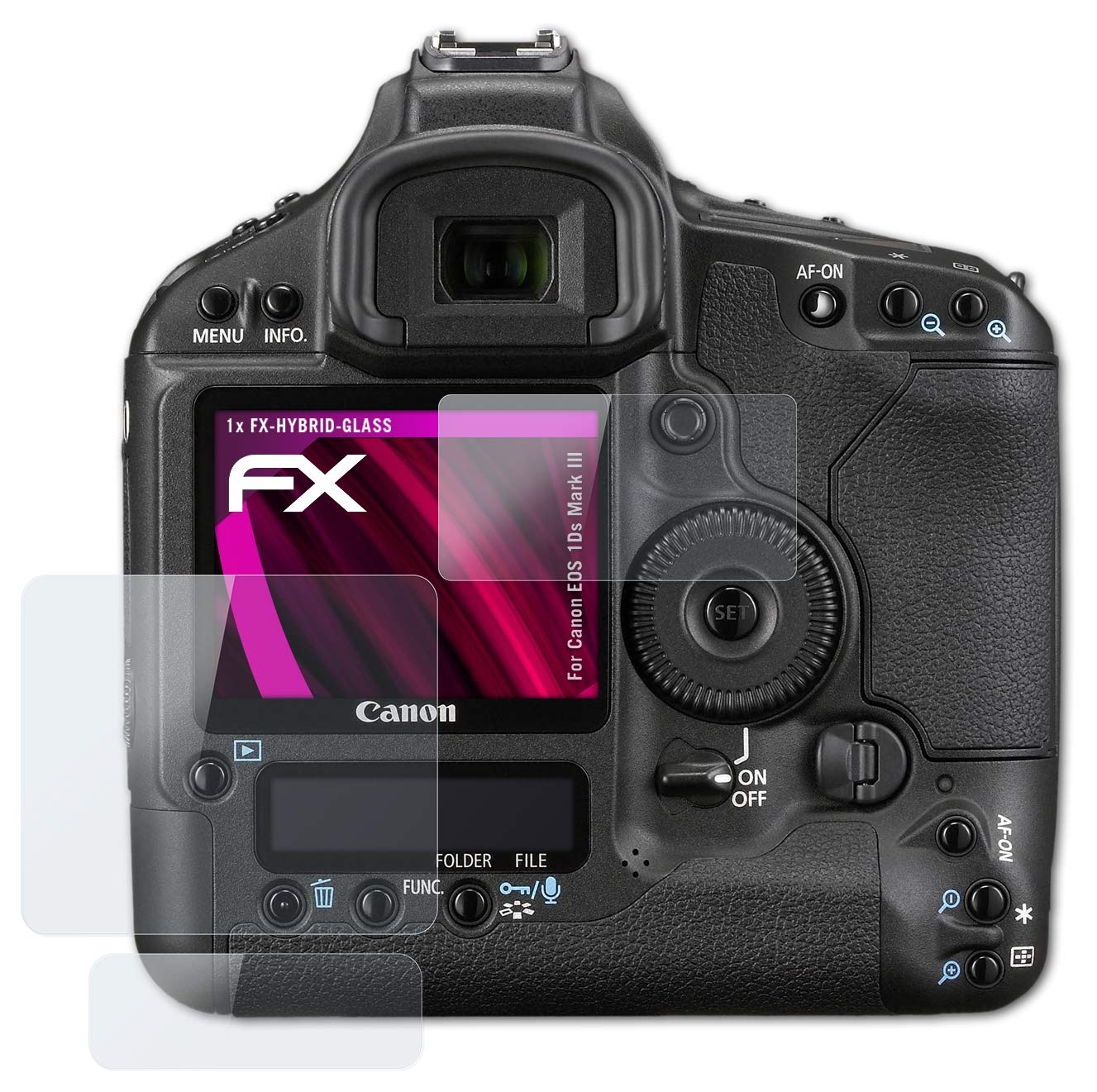 atFoliX Plastic Glass Protective Film compatible with Canon EOS 1Ds Mark III Glass Protector, 9H Hybrid-Glass FX Glass Screen Protector of plastic (Set of 1)