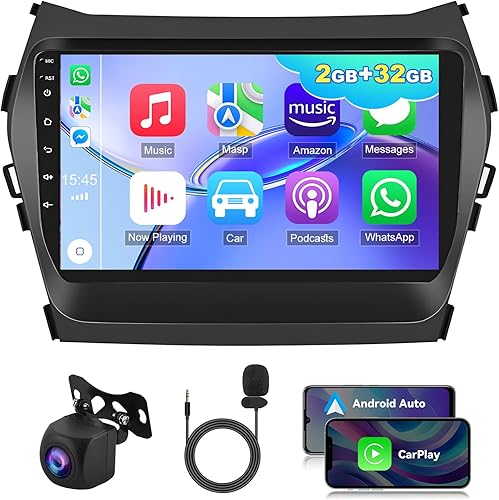 Miniatura 1 de Android 13 reproductor de radio estéreo para coche para Hyundai IX45 Santa FE 2013-2018 9 pulgadas pantalla táctil receptor de audio para coche con