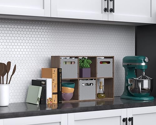 Miniatura 11 de ClosetMaid Mini organizador de escritorio o pared de 6 cubos, teca desgastada