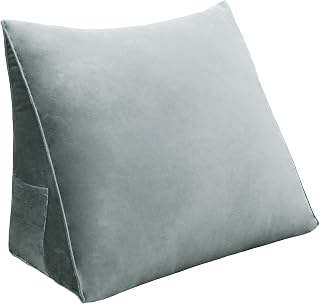 homecozy Wedge Headboard Pillow Dorm Room Reading Pillow Back Support for Sitting Up in Bed Bolster Lumbar Cushion Body Positioning Bedrest (Light Gray, 24x8x20 in)