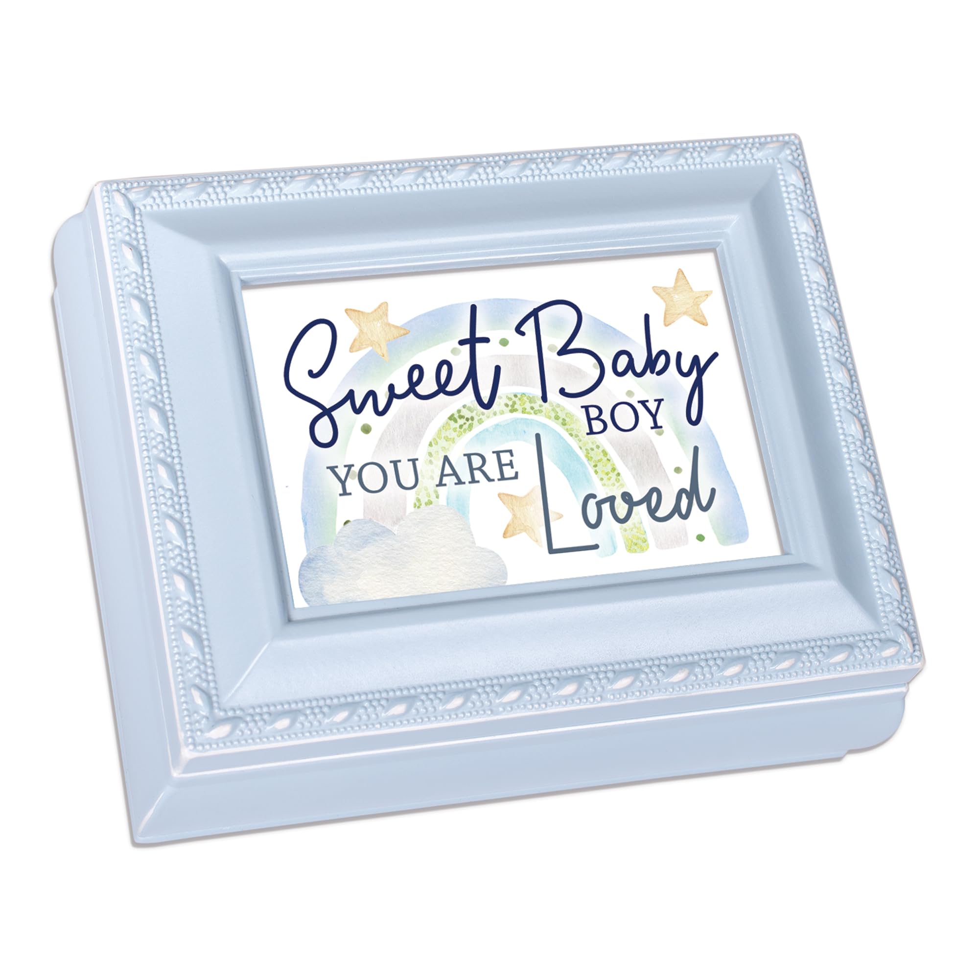 Cottage Garden Sweet Baby Boy You Are Loved Sky Blue Plastic Keepsake Box With Photo Frame