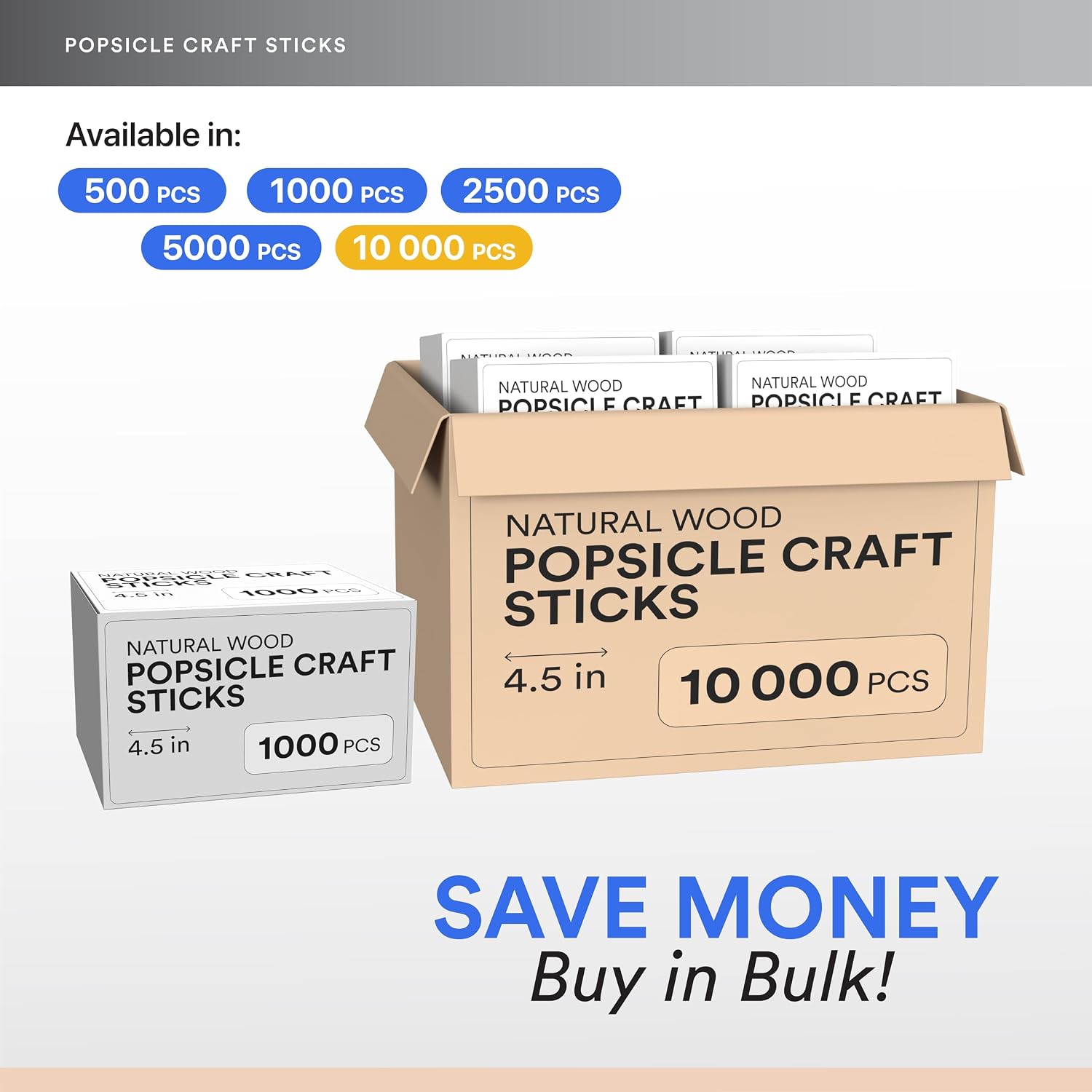 Popsicle Sticks for Crafts Wooden Multi-Purpose Sticks Craft Sticks Popsicle Bulk Waxing Stick Palitos De Madera Ice Cream Stick (1000 Pack)