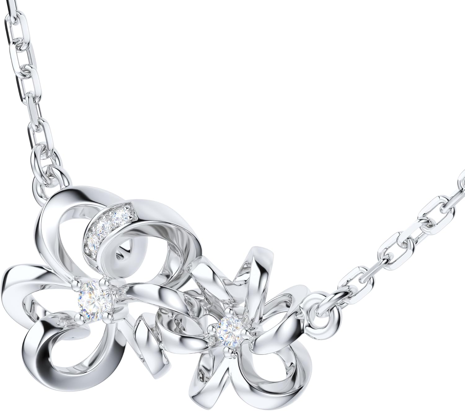 THELANDA Genuine Moissanite Sterling Silver Lovely Interlocking Flowers Pendant Necklace, Adjustable 18-20 Inch Chain with Lobster Clasp, Elegant Fine Jewelry Gift for Women - Image 2