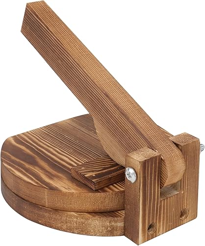 Angoily Molde de prensa de bola de masa de madera para hacer tortillas pre-sazonadas Pataconera para tortilla de harina Roti Tawa o Dosa