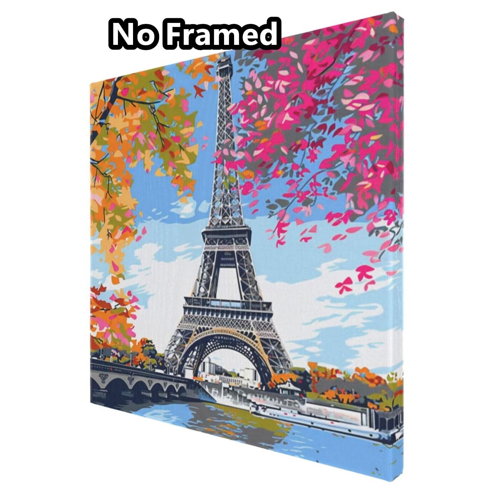 Malen nach Zahlen Set für Erwachsene, Motiv: Eiffelturm, Frankreich, Malen nach Zahlen für Anfänger, Acryl Peinture a Numero mit 6 Pinseln, DIY-Ölgemälde Handwerk für Wanddekoration (65 x 65 cm,