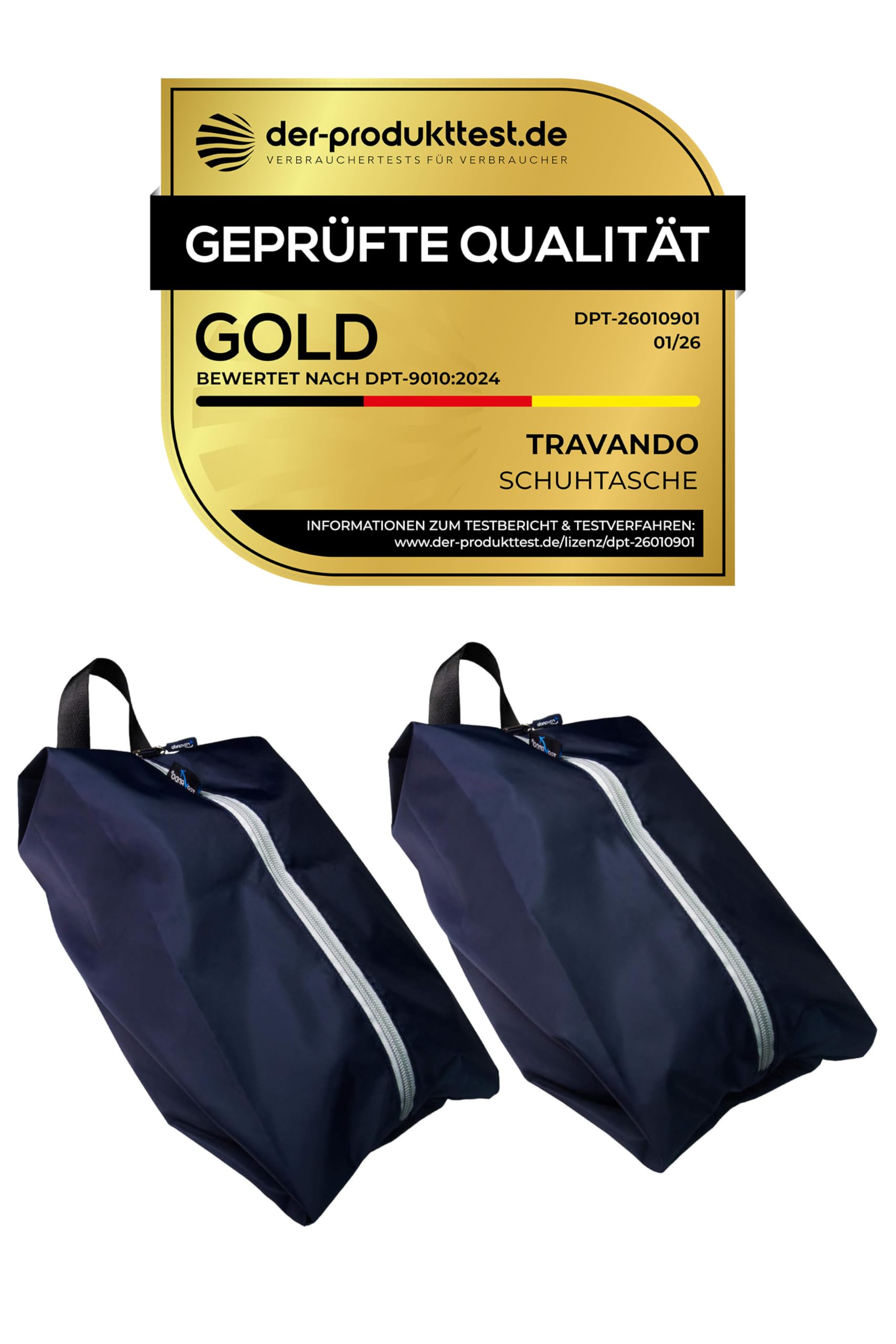 TRAVANDO Schuhtasche 2er Set - Wasserfeste Schuhbeutel Reise, Koffer, Gepäck - Schmutzabweisender Schuhsack Reise für Schuhe, Urlaub Shoebag Tasche zur Trennung von Schuhen Kleidung Reisezubehör