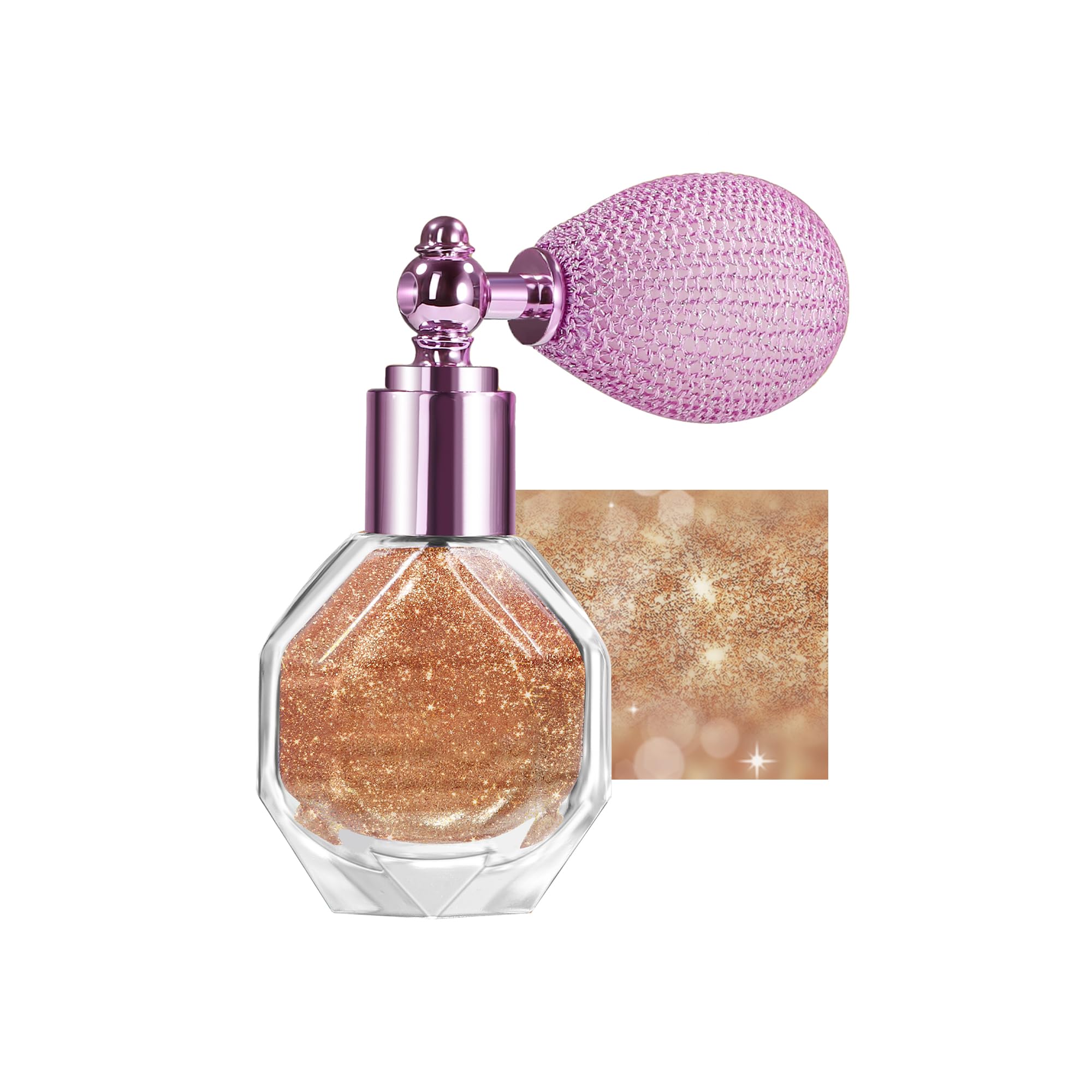 Shimmering Highlighter Powder Spray, Sparkle Powder High Gloss for Face Body & Hair, Long-lasting Glitter Waterproof Face Highlighter Spray for Women Party or Daily Wear (#05) #05 BROWN 0.16 Ounce (Pack of 1)